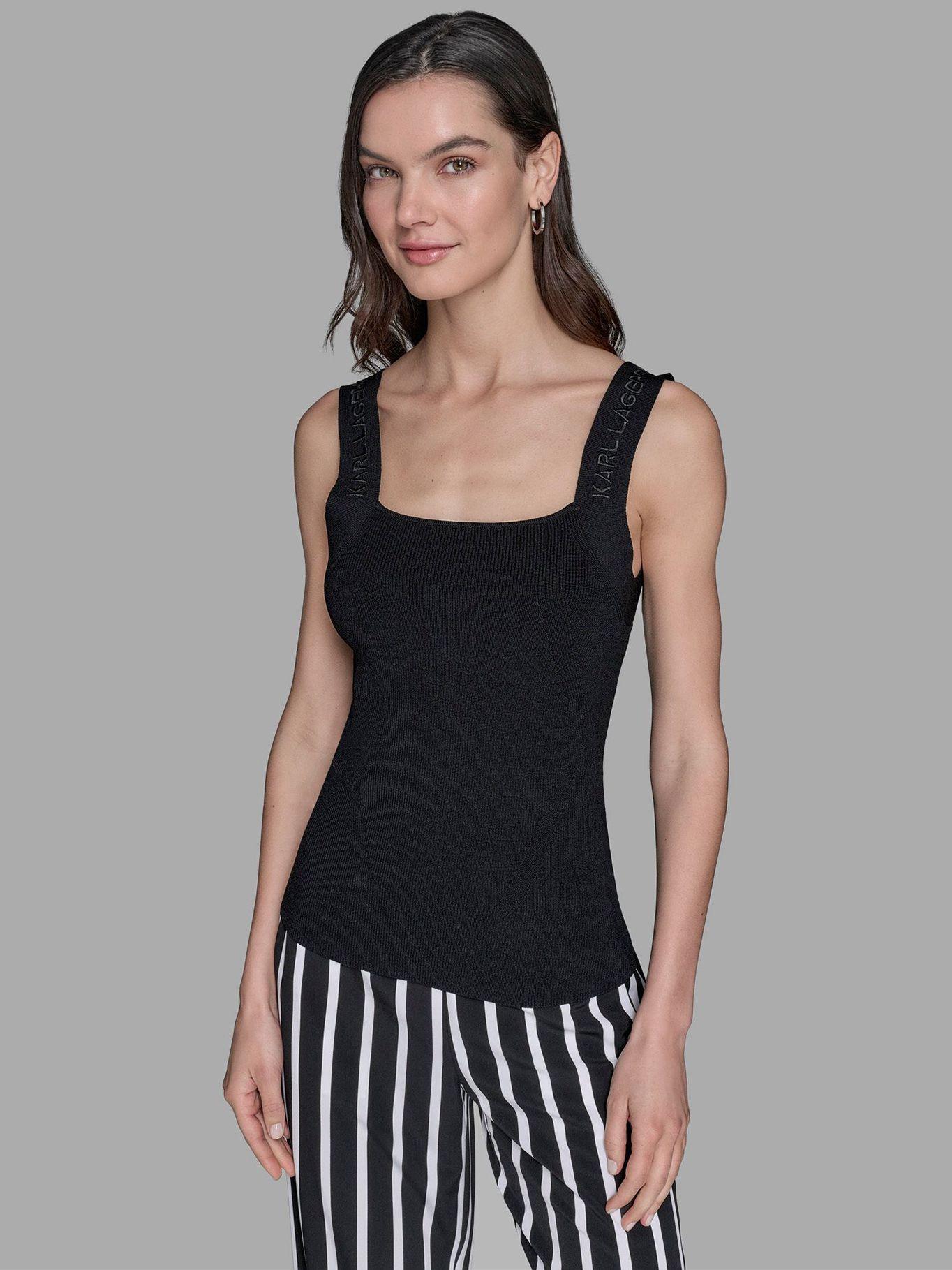 Sweater sin mangas tejido punto Negro Karl Lagerfeld-0