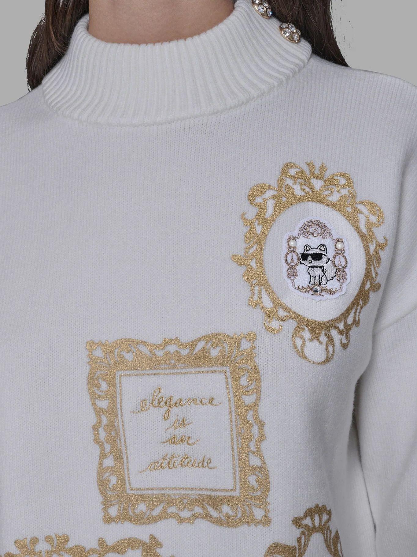 Sweater cuello alto parche distintivos  Negro-3