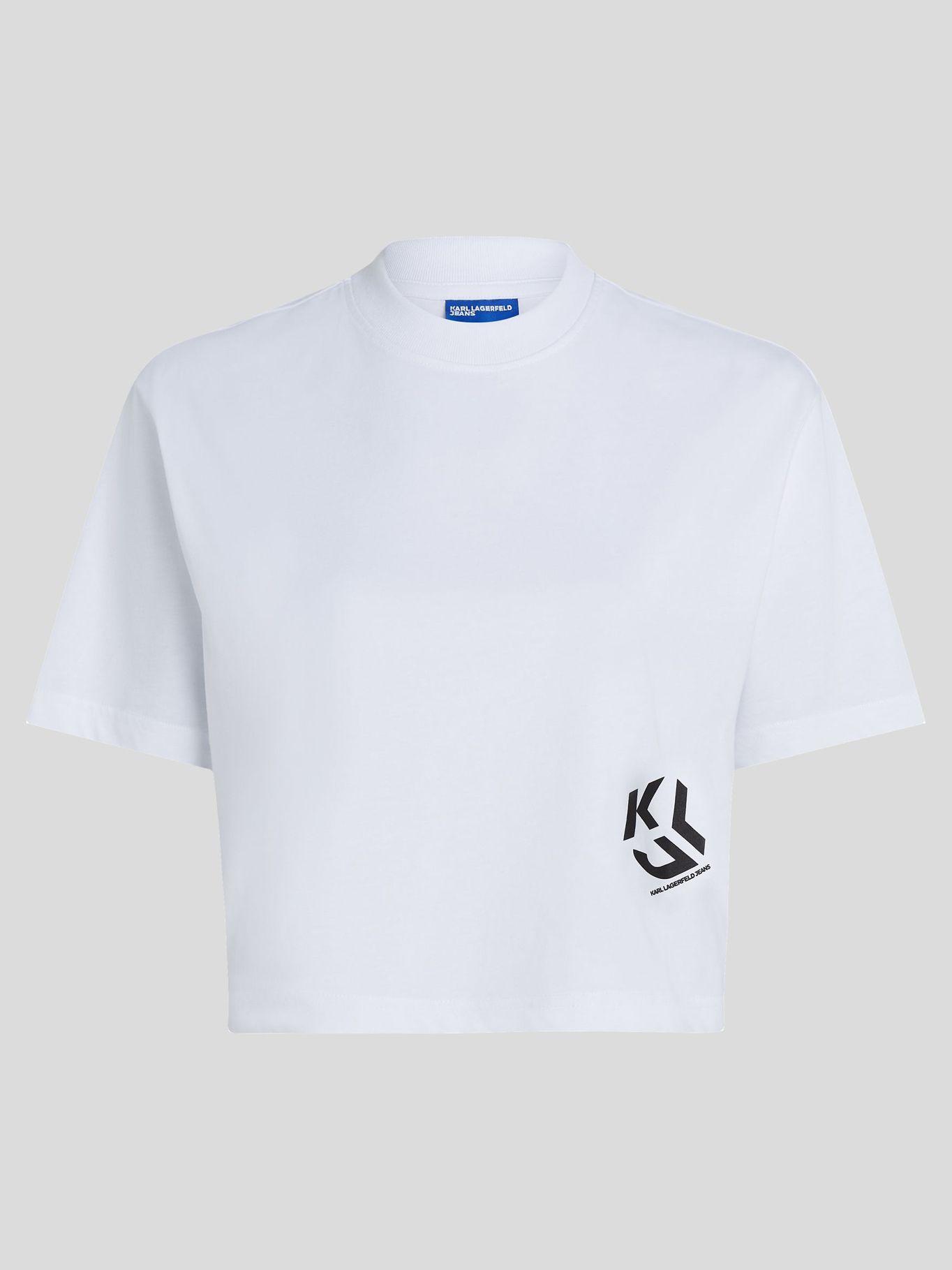 Polera cropped con monograma Blanco Karl Lagerfeld-4