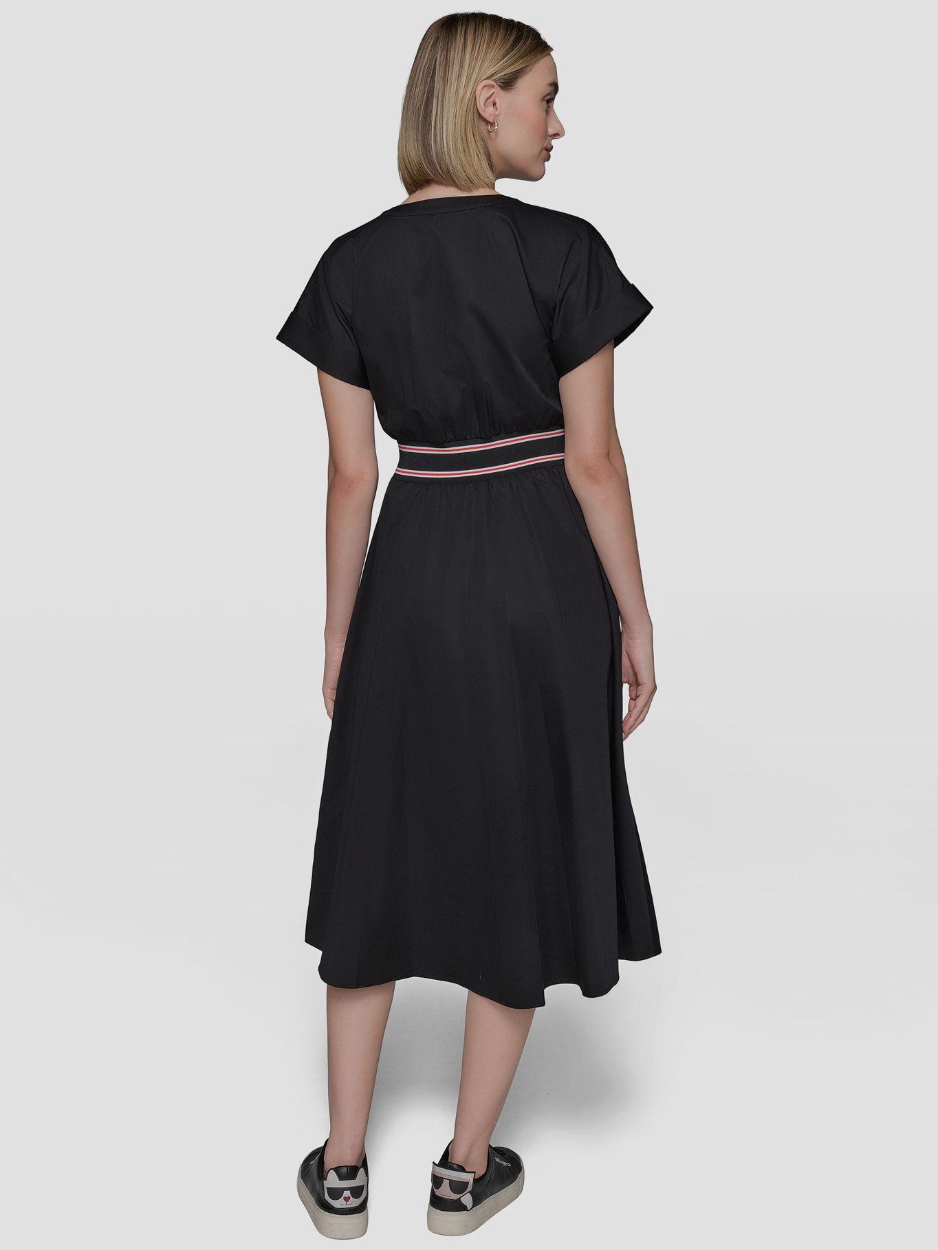 Vestido popelina detalle cintura Negro Karl Lagerfeld-1