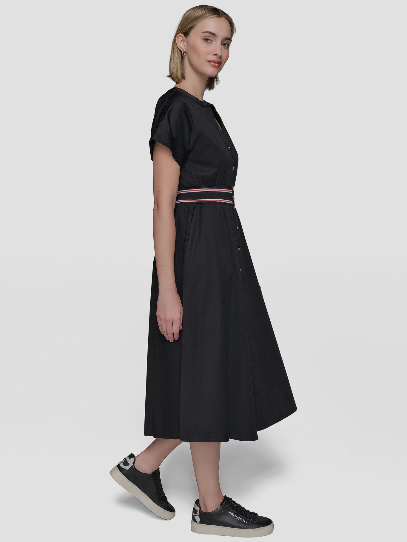 Vestido popelina detalle cintura Negro Karl Lagerfeld-2