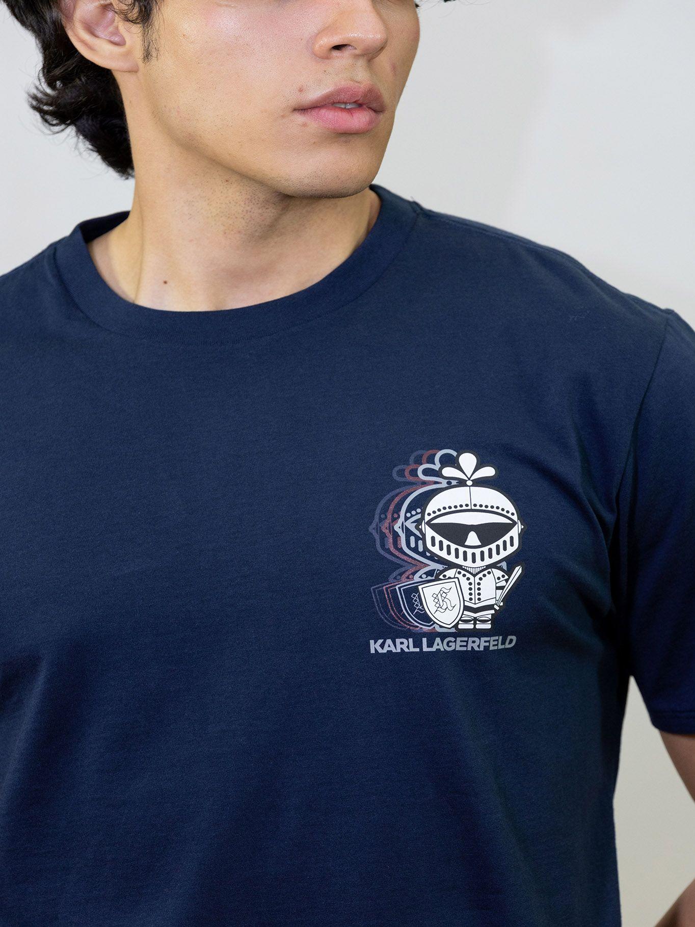 Polera estampado pequeño en estilo armadura Azul-2