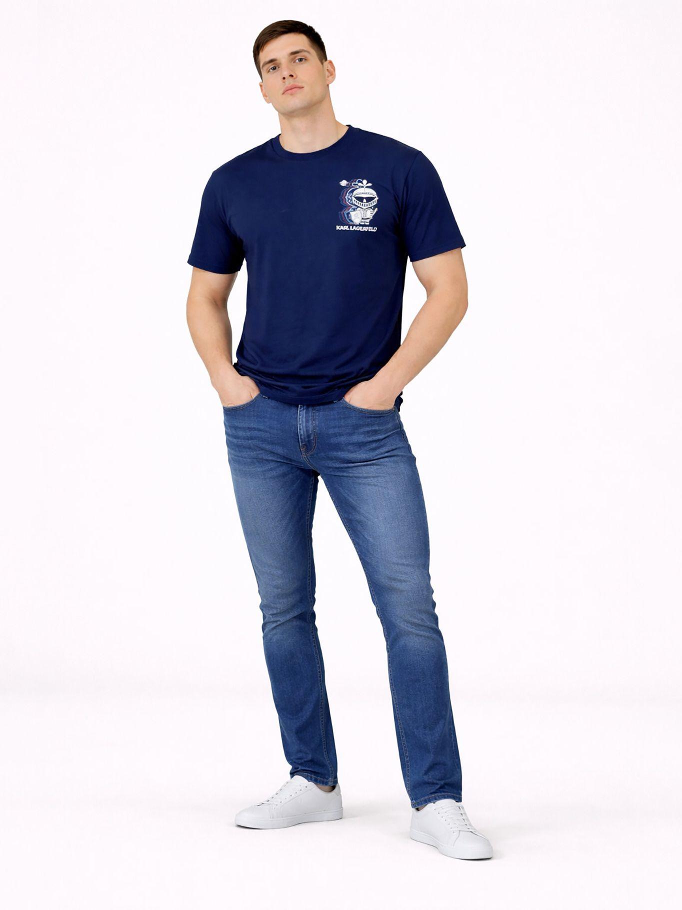 Polera estampado pequeño en estilo armadura Azul-1