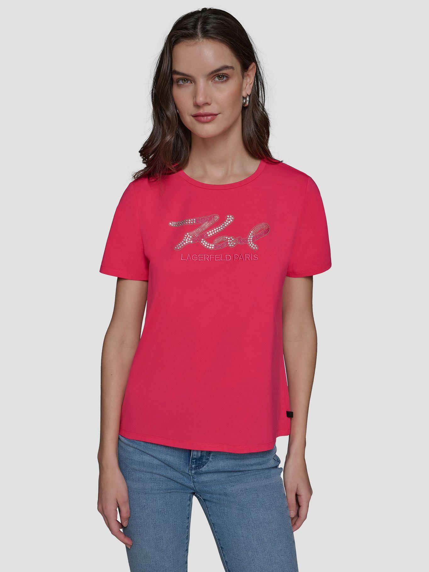 Polera con firma de KARL Rosada-0