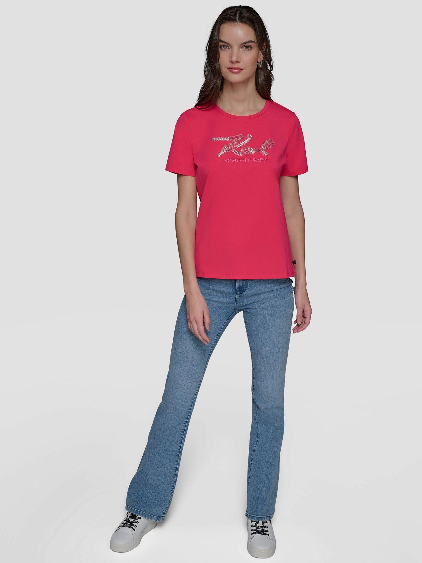 Polera con firma de KARL Rosada-1