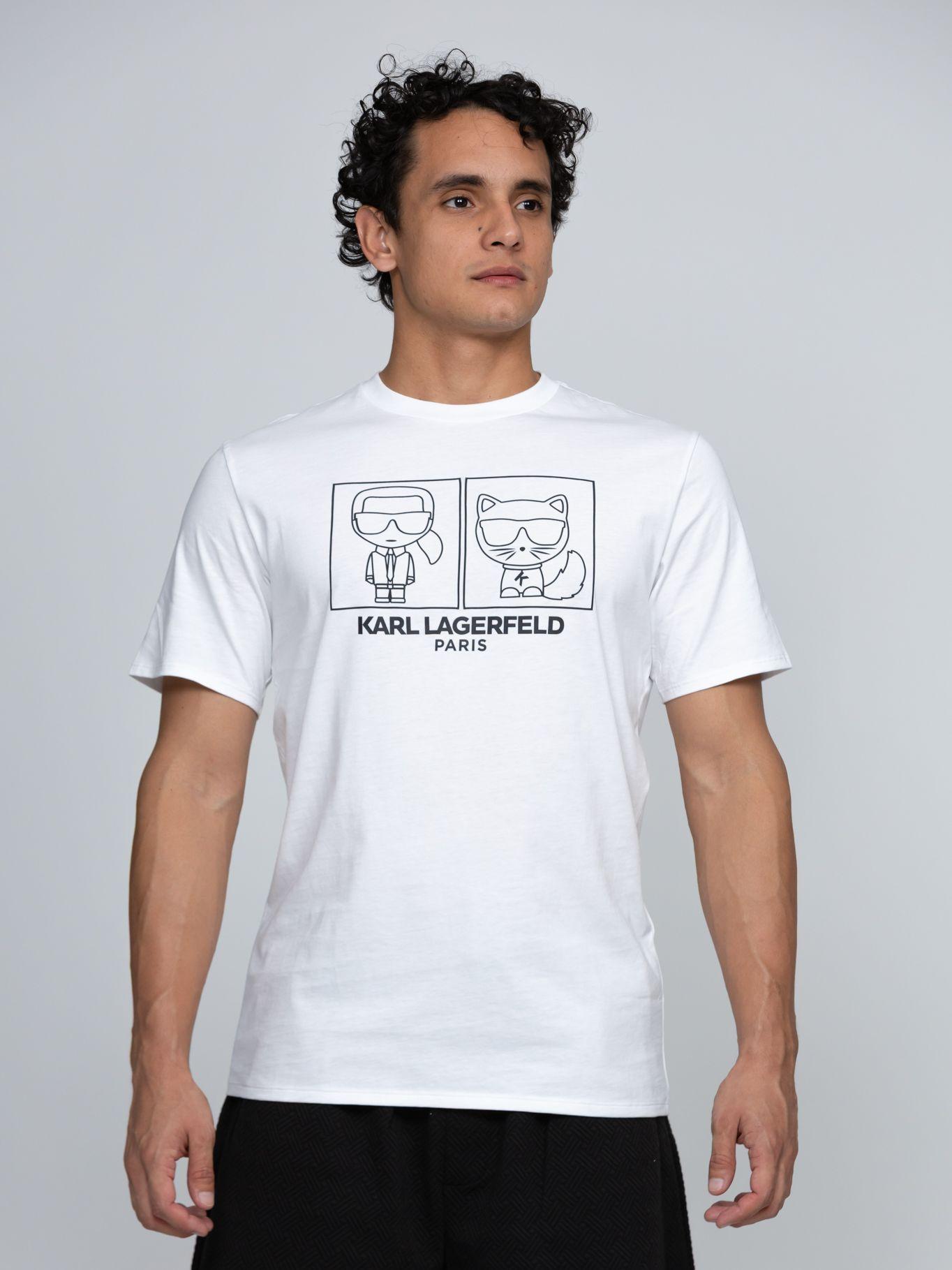 Polera logo de Karl y Choupette Blanco Karl Lagerfeld-0