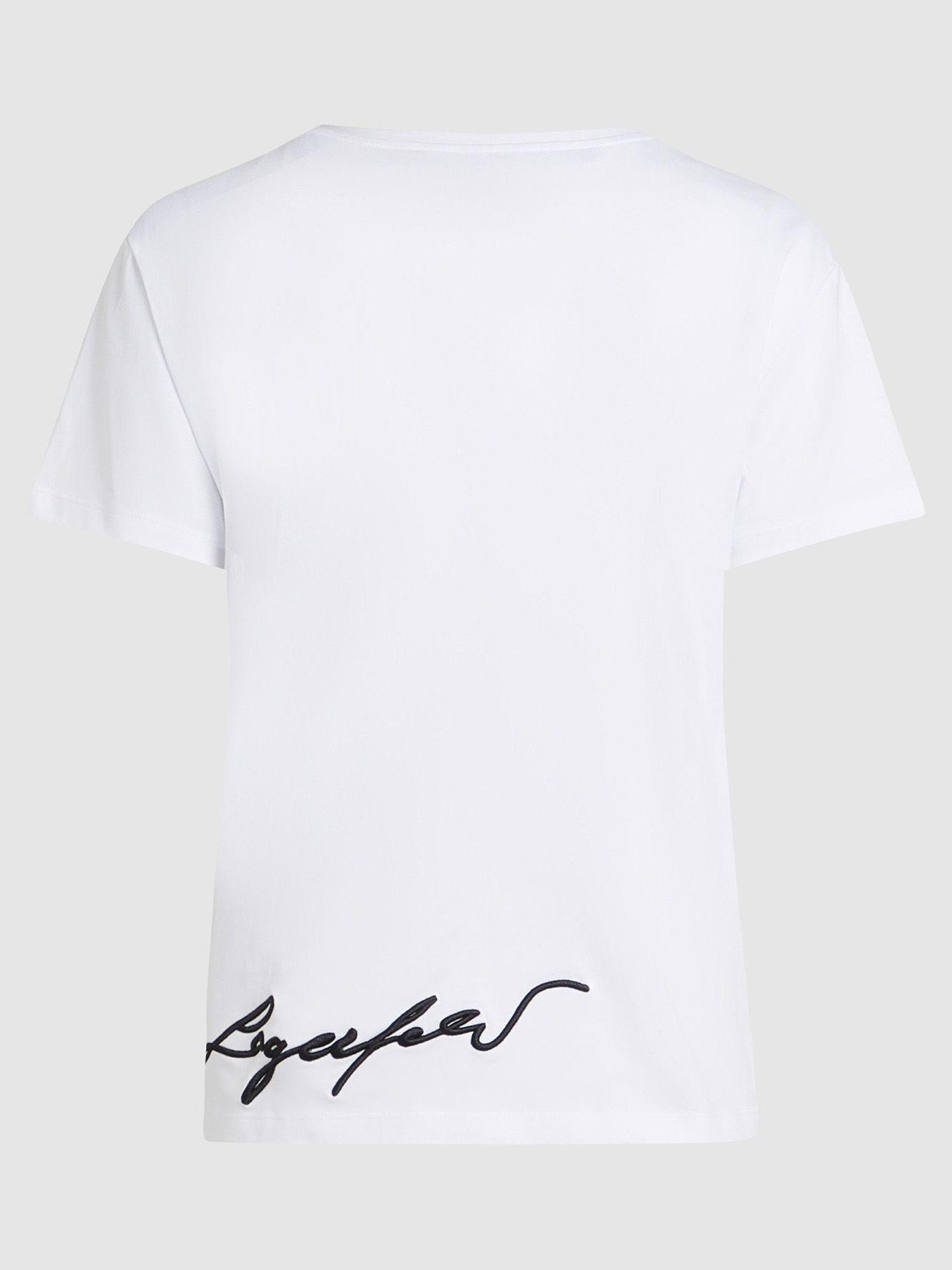 Polera con firma de Karl bordada Blanco Karl Lagerfeld-1