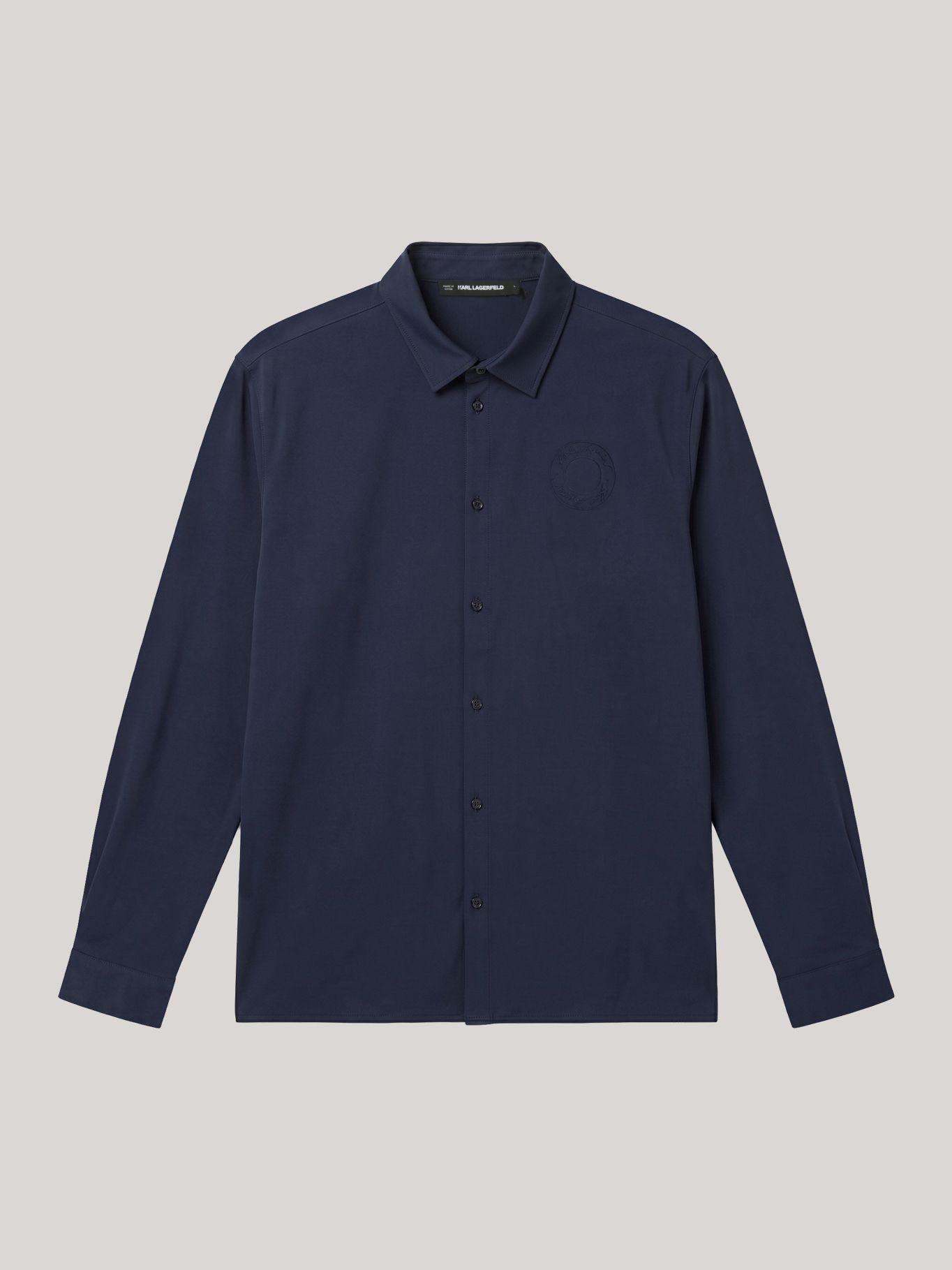 Camisa de manga larga con bordado luna Azul Karl-4
