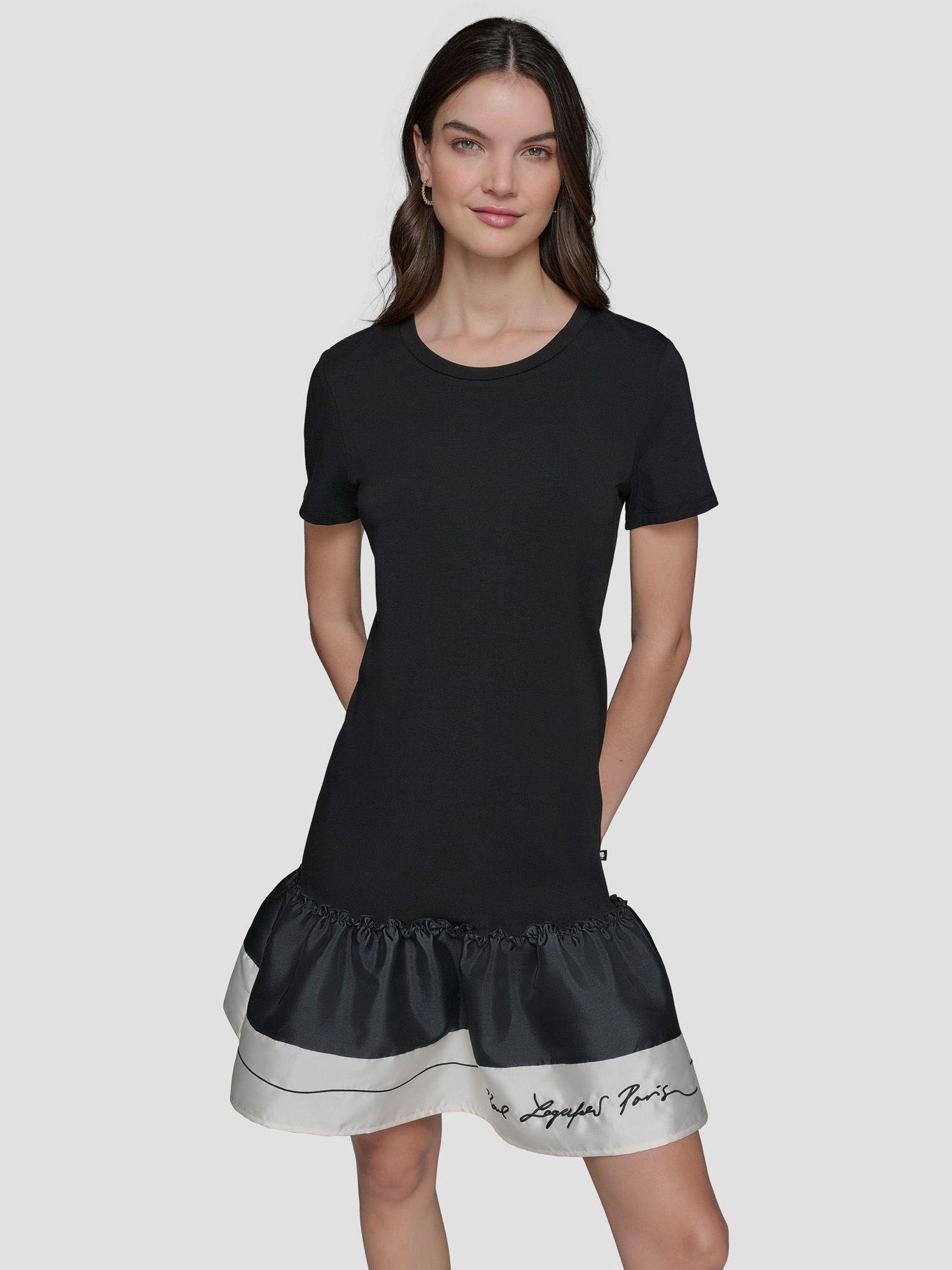 Vestido con diseño de volantes Negro-0