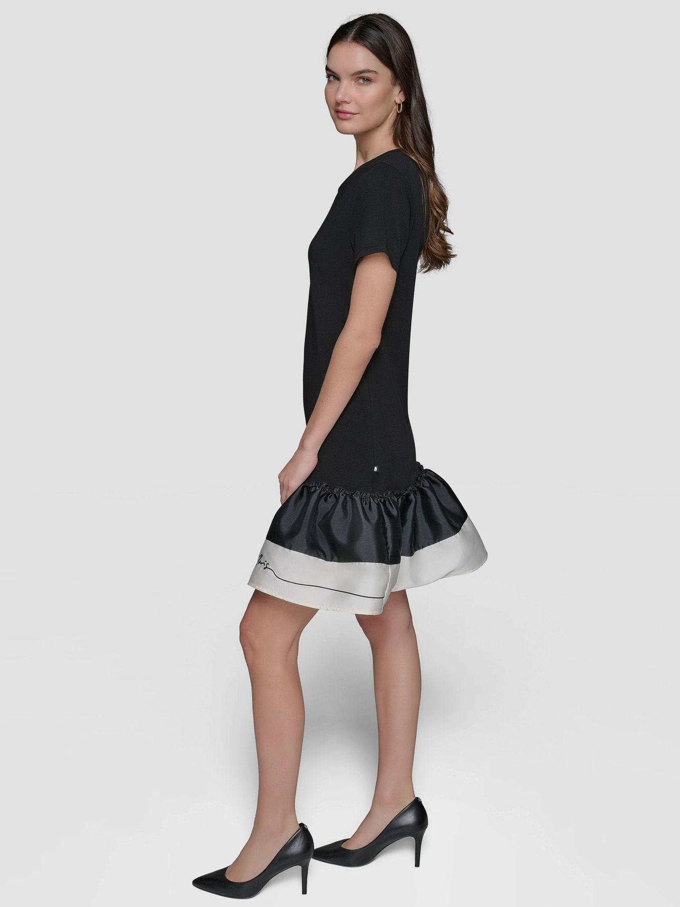 Vestido con diseño de volantes Negro-2