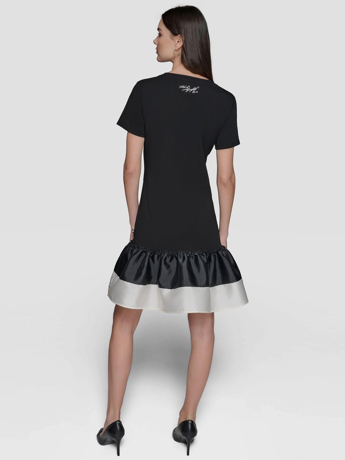 Vestido con diseño de volantes Negro-3