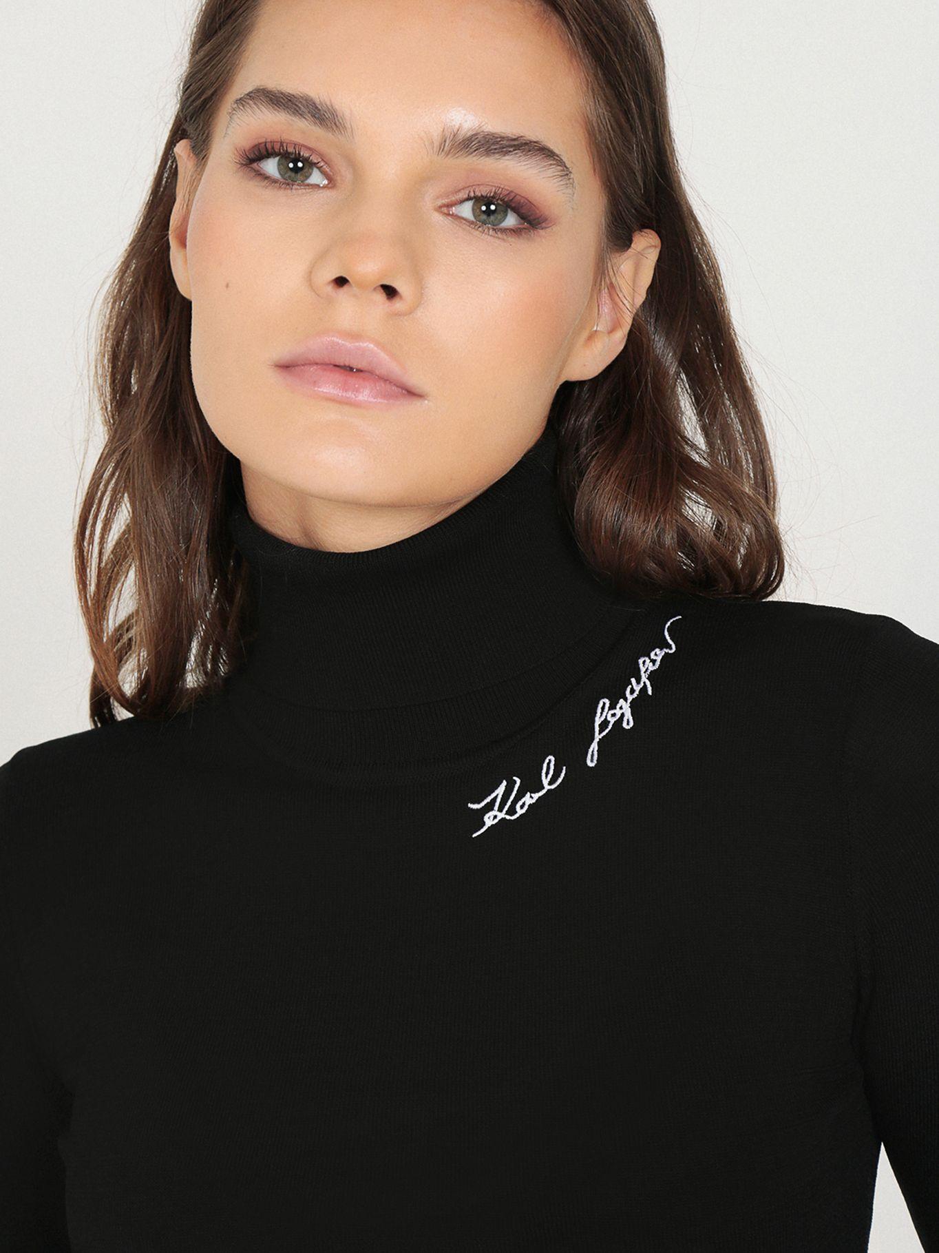 Sweater cuello tortuga bordado Negro Karl Lagerfeld-4