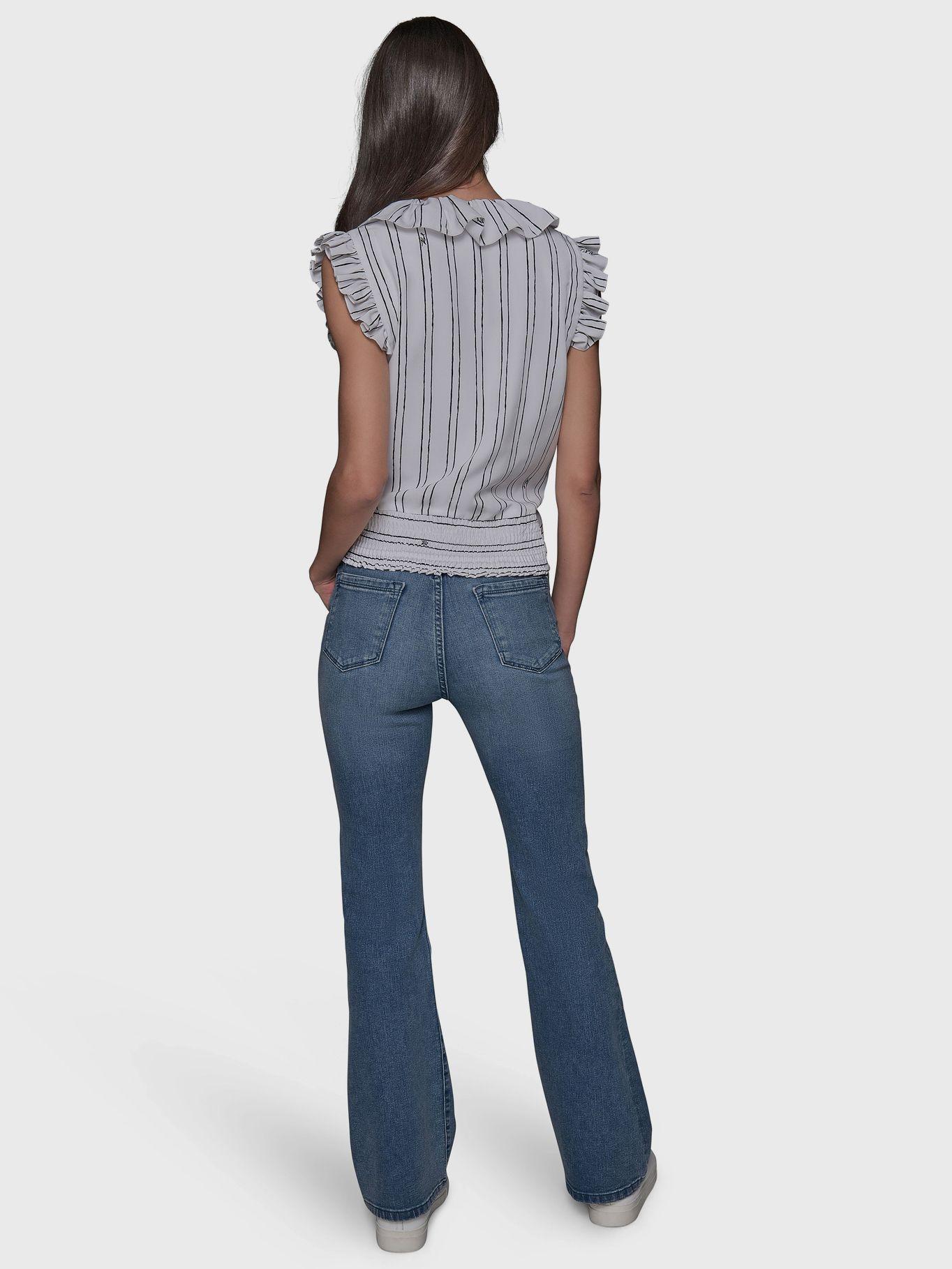 Blusa crop con estampado de rayas Blanco Karl Lagerfeld-2