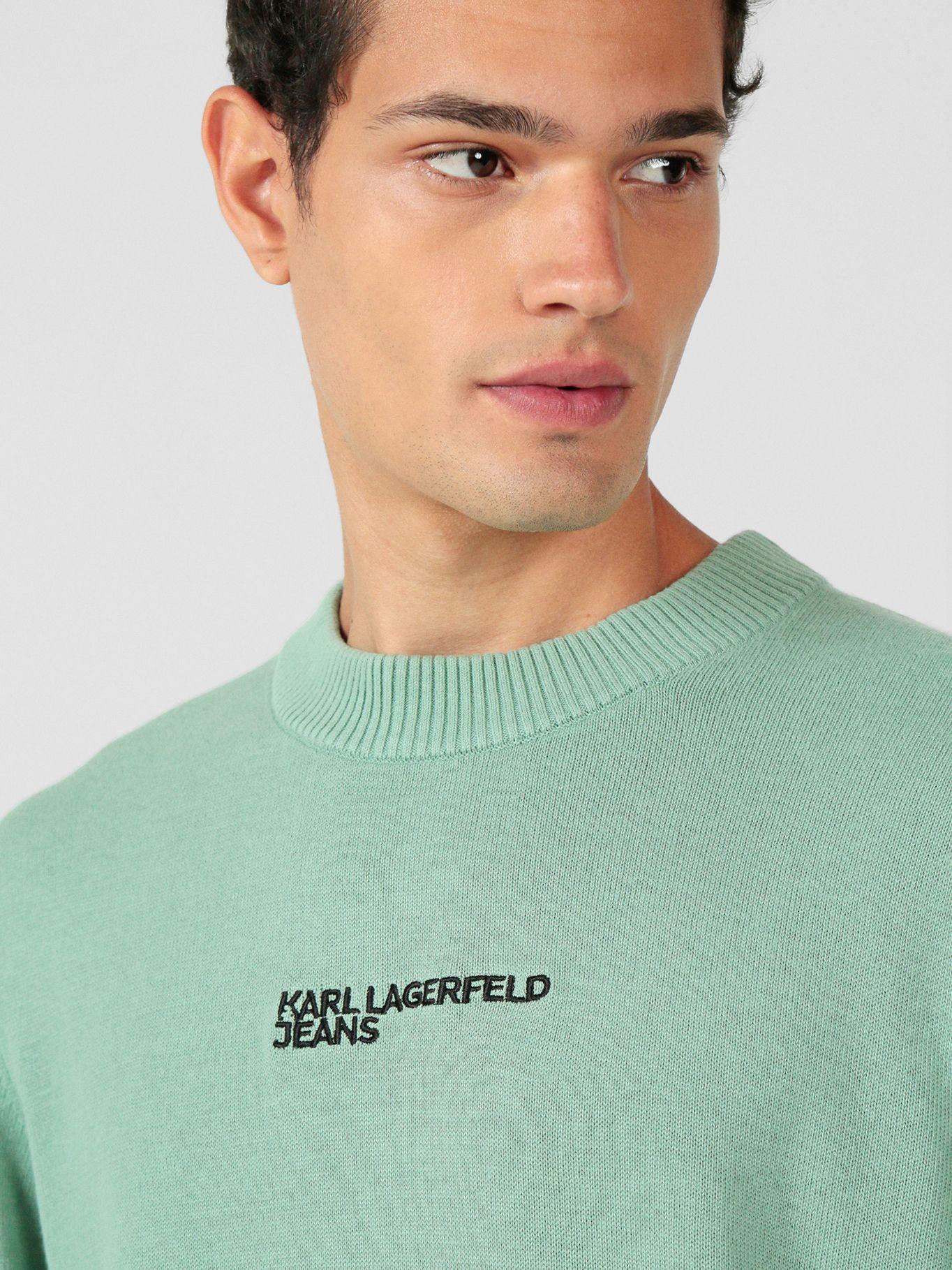Sweater con logotipo bordado Verde Karl Lagerfeld-4