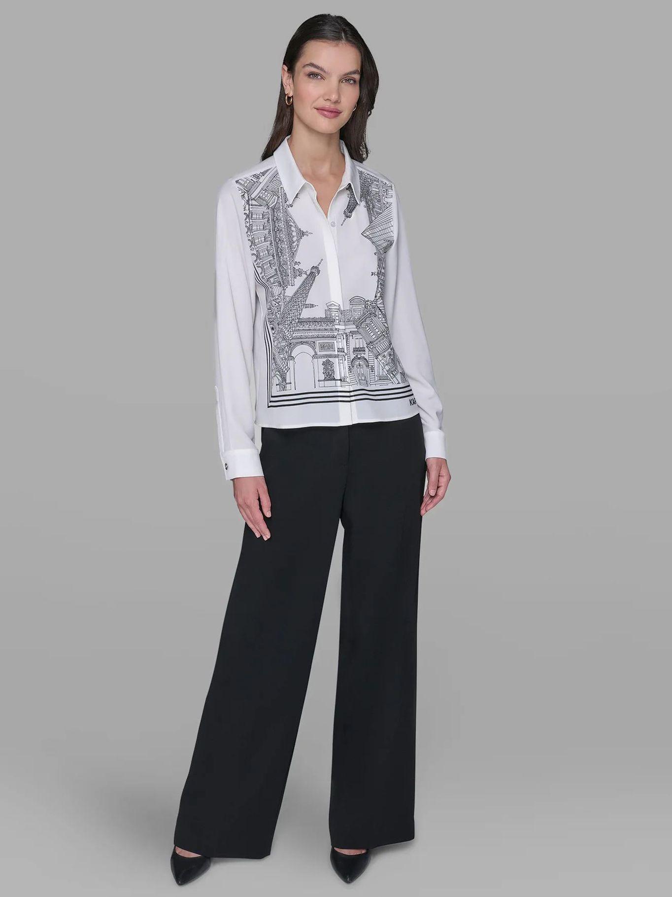 Camisa estampado gráfico distintivo París Blanco-1