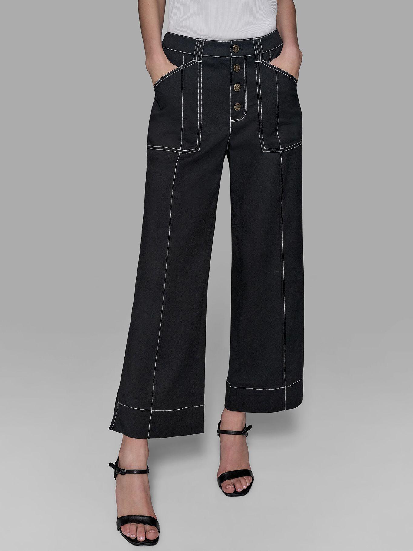 Pantalón pierna ancha y talle alto Negro Karl Lagerfeld-0