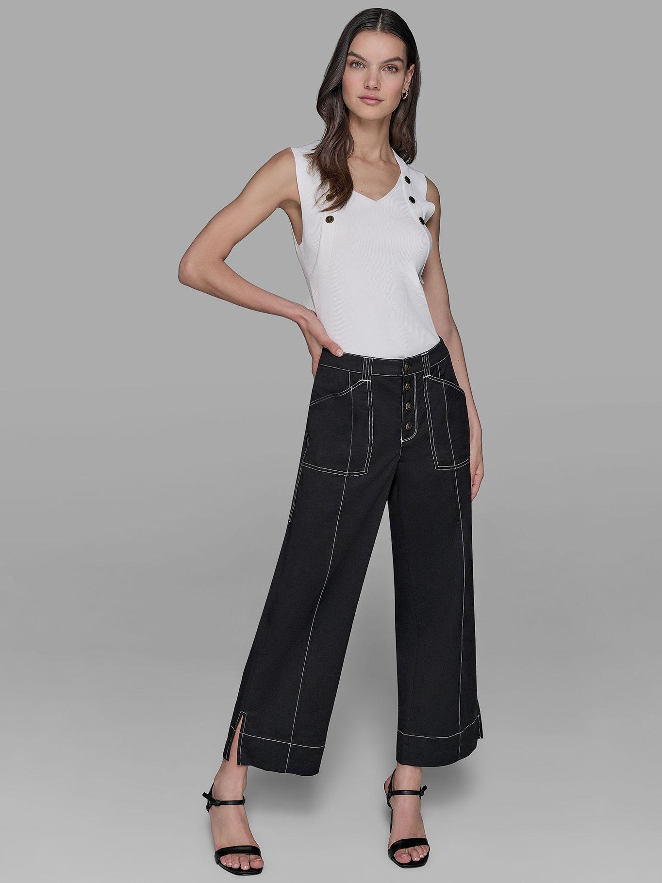 Pantalón pierna ancha y talle alto Negro Karl Lagerfeld-1