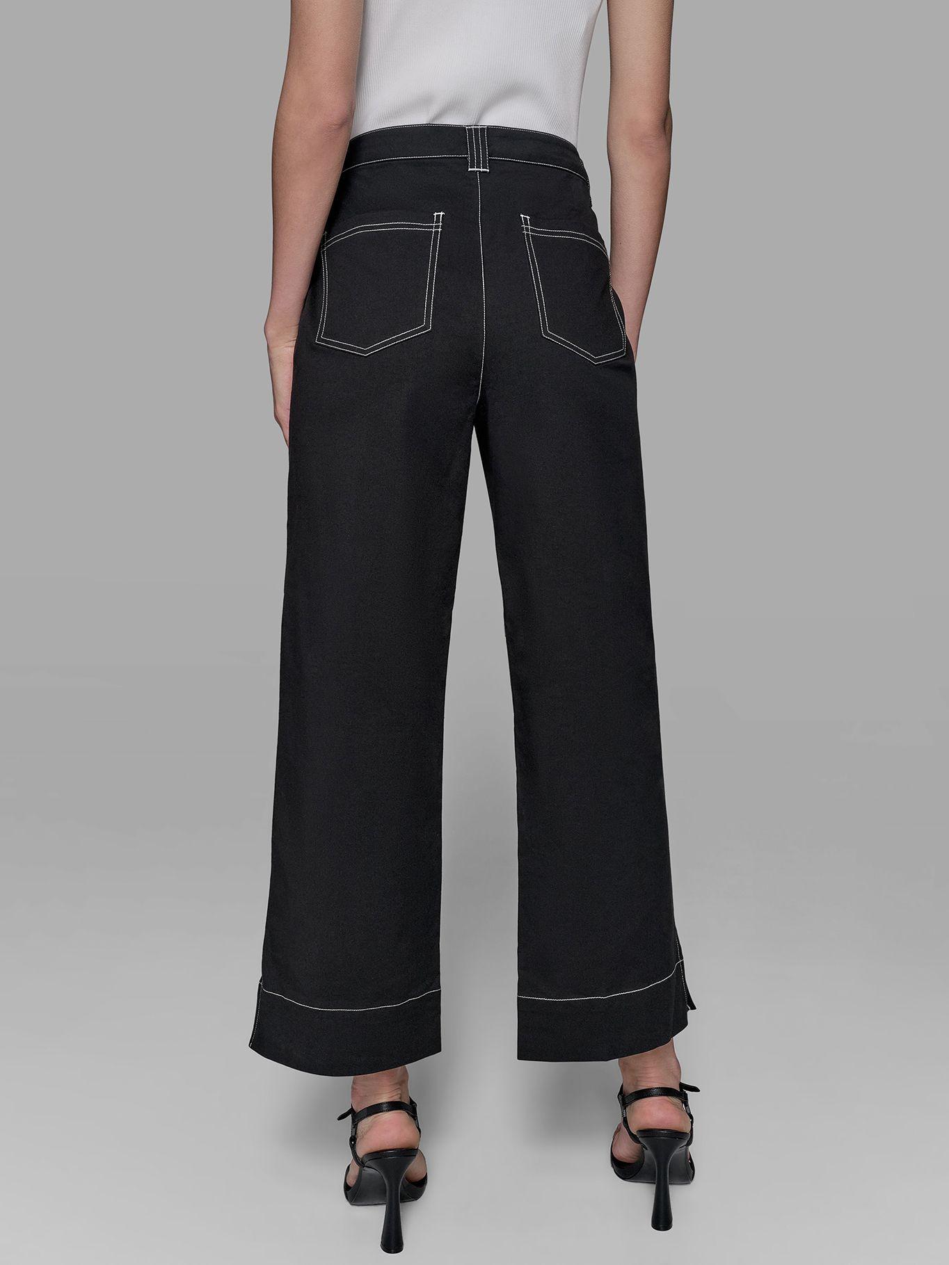 Pantalón pierna ancha y talle alto Negro Karl Lagerfeld-2