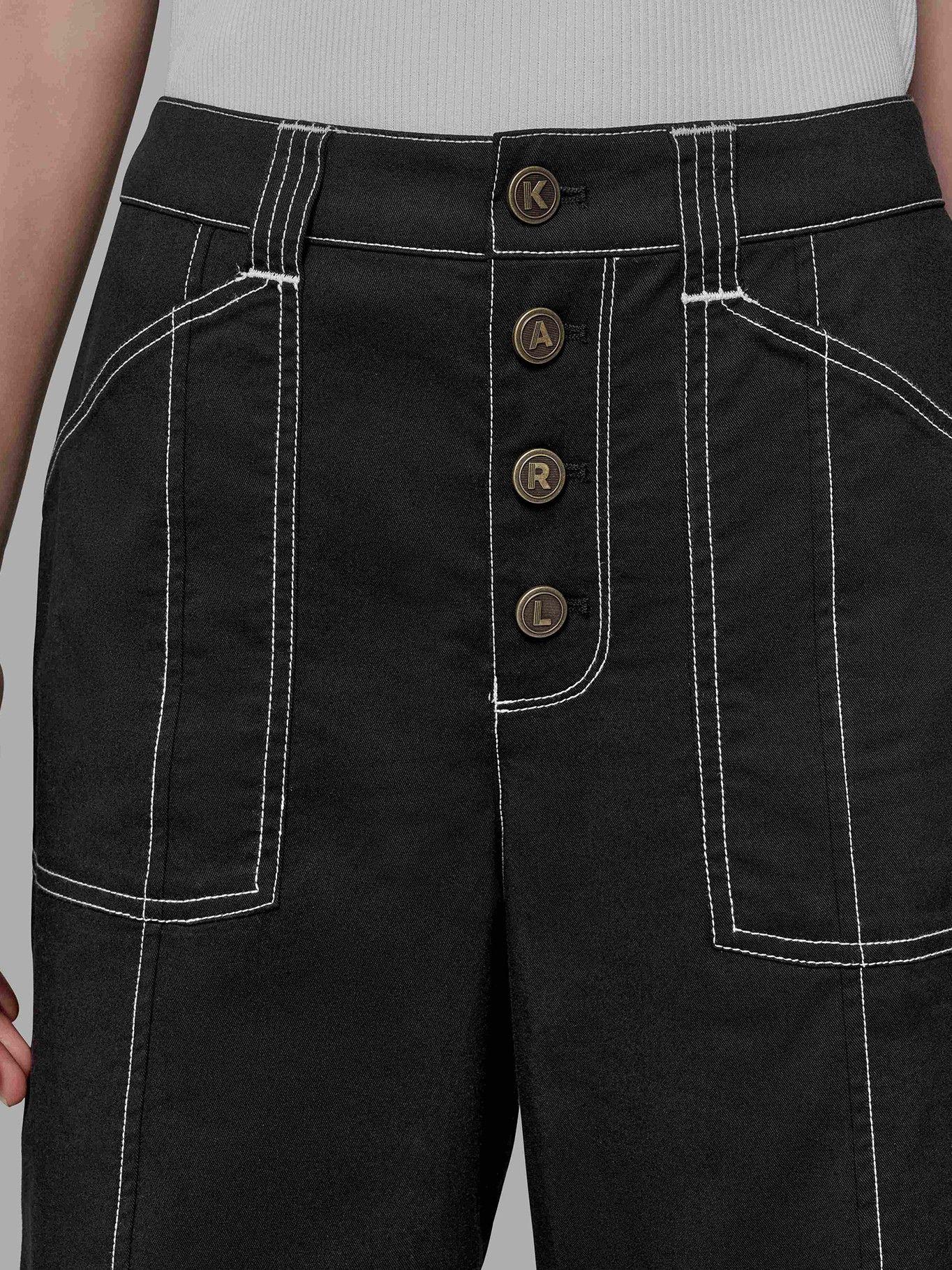 Pantalón pierna ancha y talle alto Negro Karl Lagerfeld-4