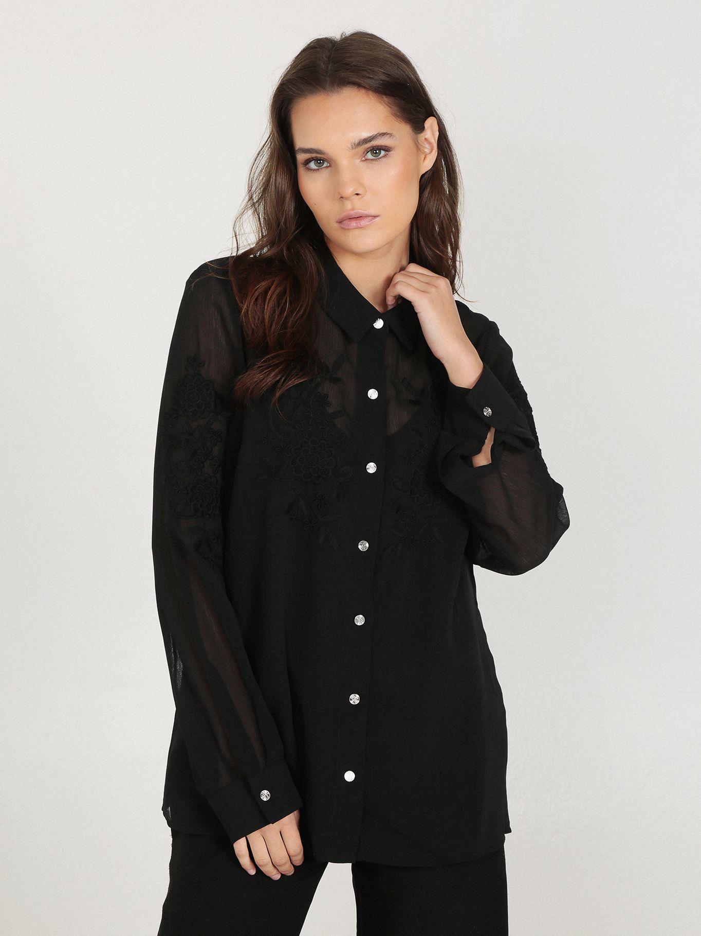 Blusa manga larga estampado flores Negro Karl Lagerfeld-3