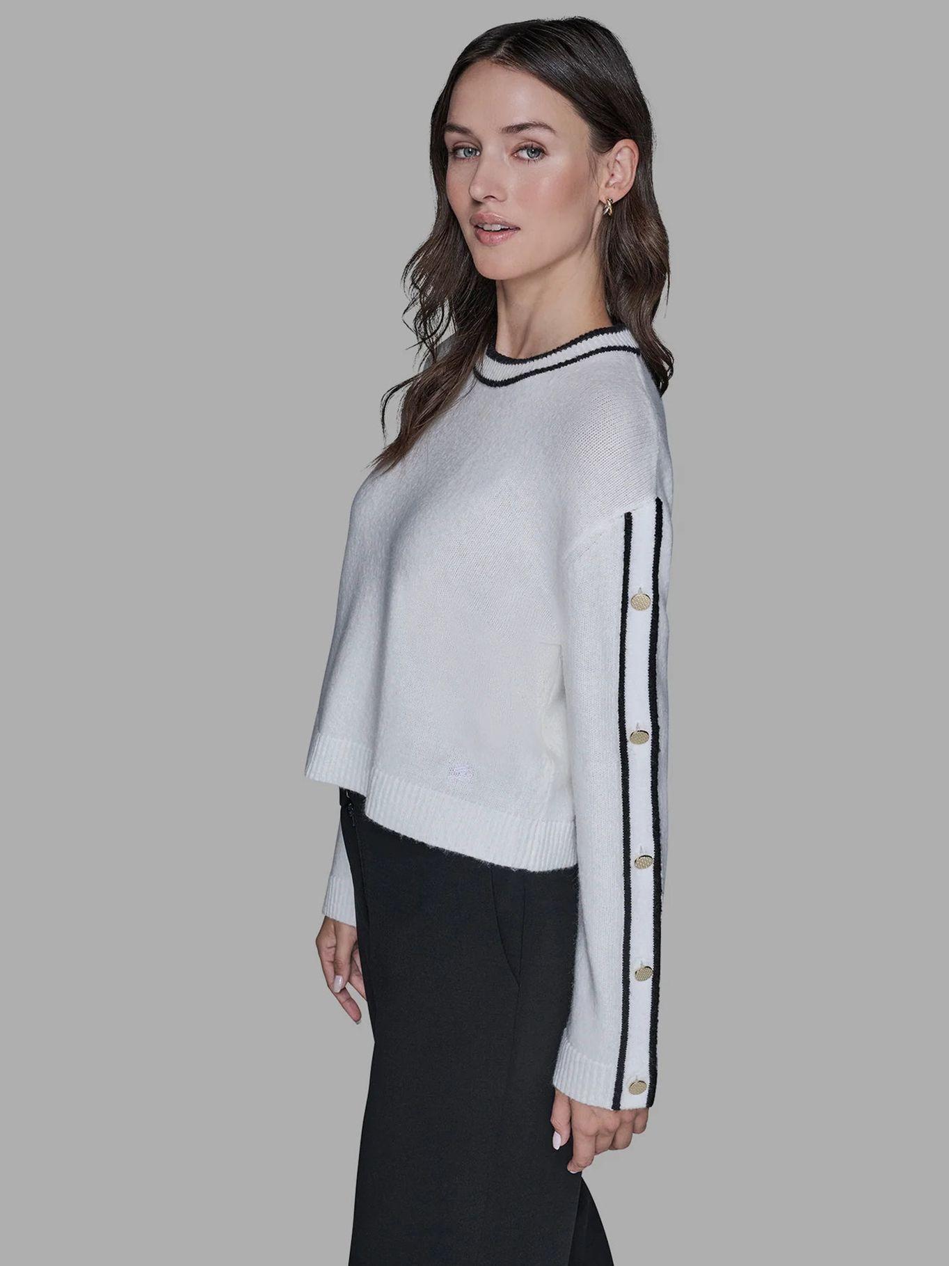 Sweater con botones en las mangas Blanco Karl Lagerfeld-3