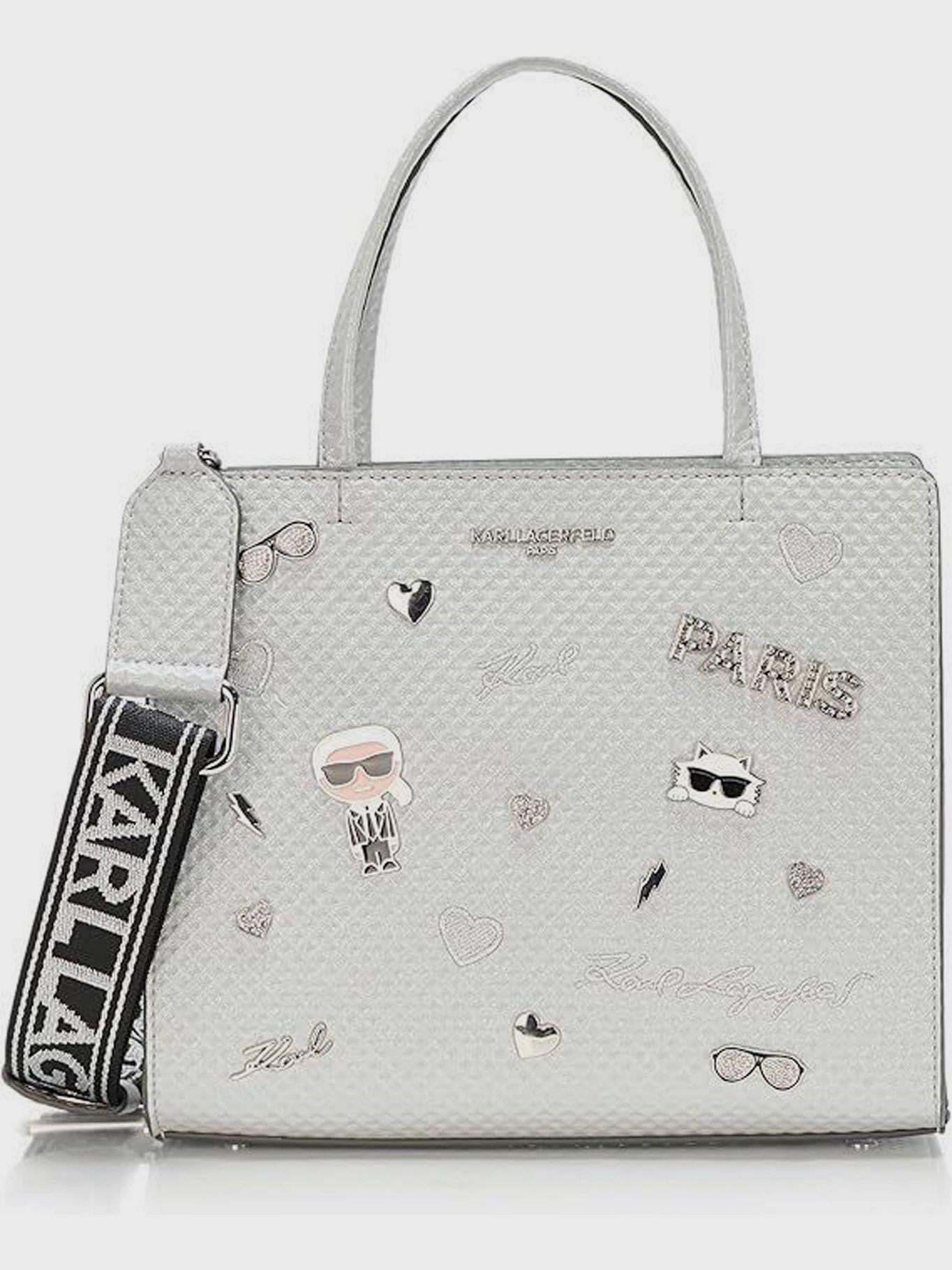 Cartera satchel con pines - May Plateado Karl Lagerfeld-0