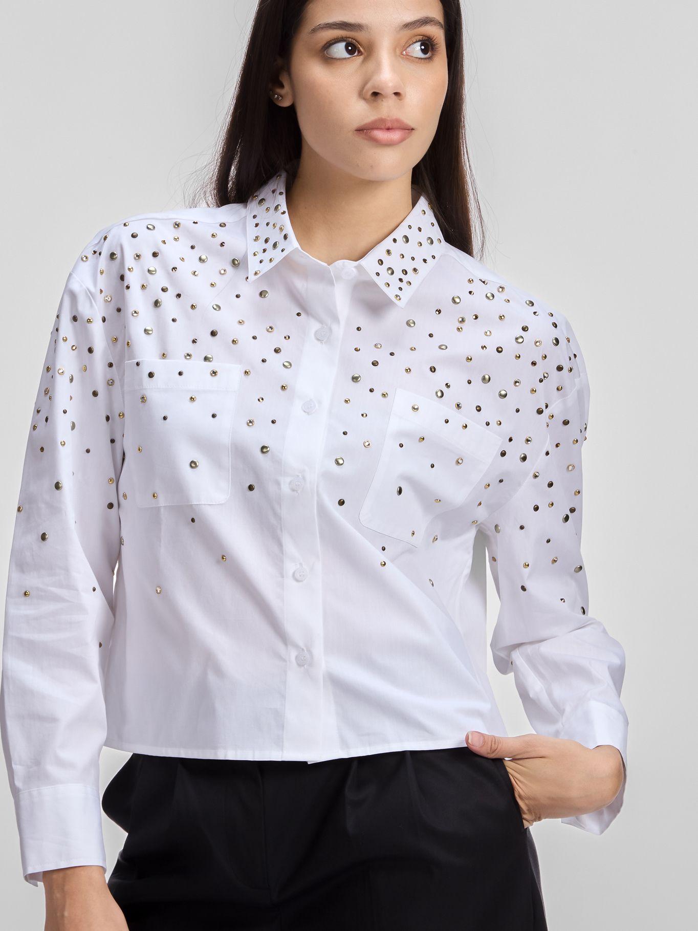 Camisa cropped tachuelas Blanco Karl Lagerfeld-1