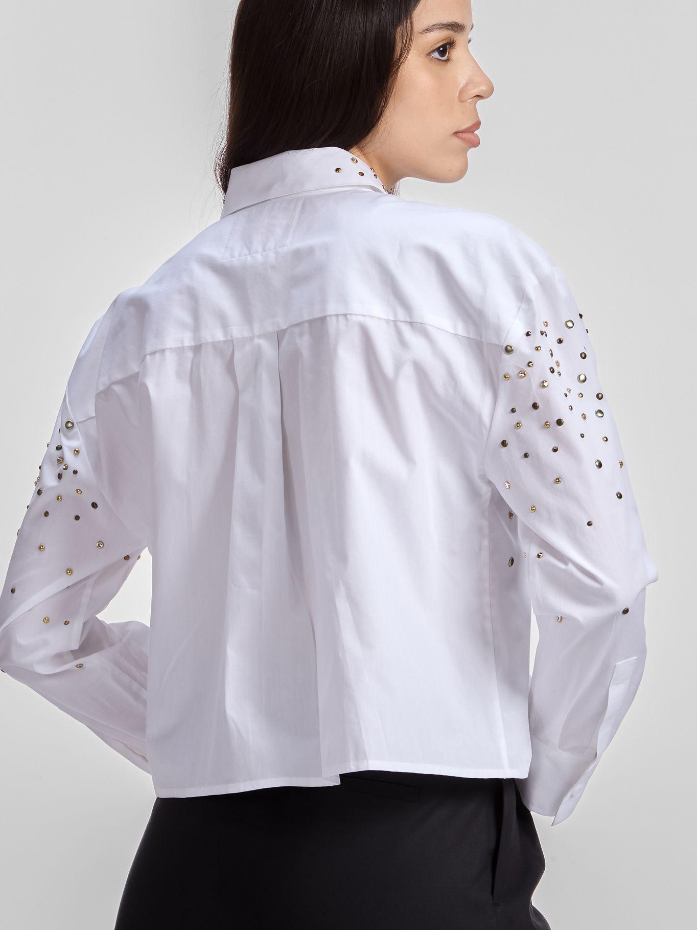 Camisa cropped tachuelas Blanco Karl Lagerfeld-2