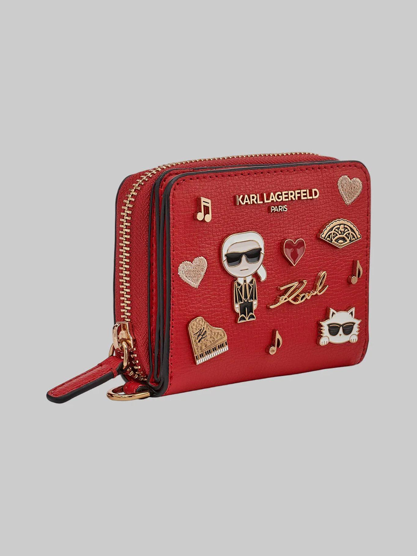 Billetera con monedero y pines metálicos de Rojo-2