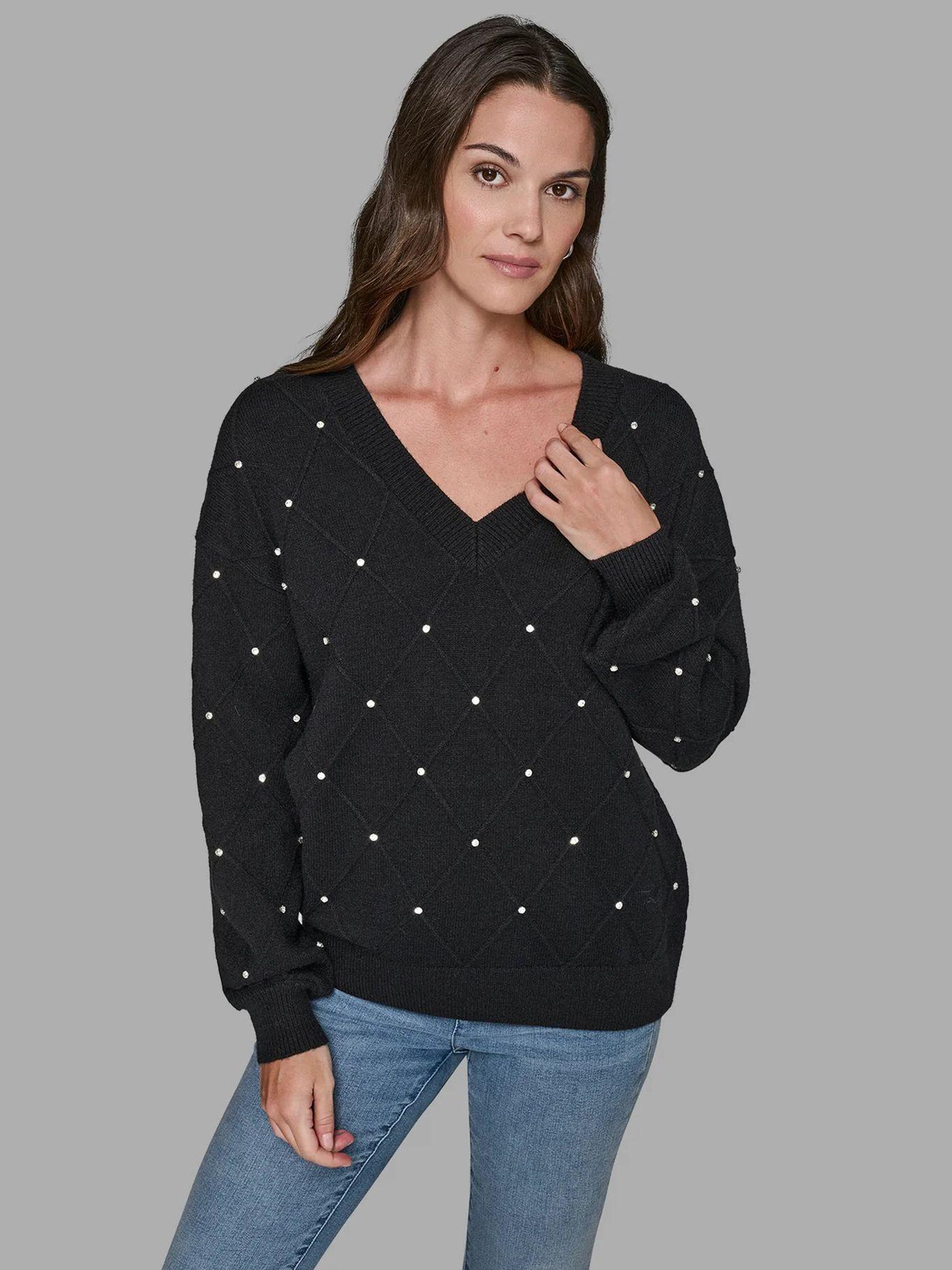 Sweater con pedrería incrustada Negro Karl Lagerfeld-0