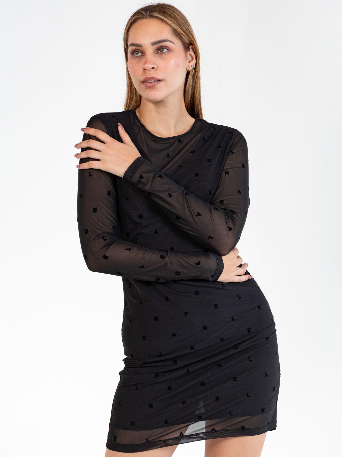 Vestido de malla con estampado Negro Karl Lagerfeld-3