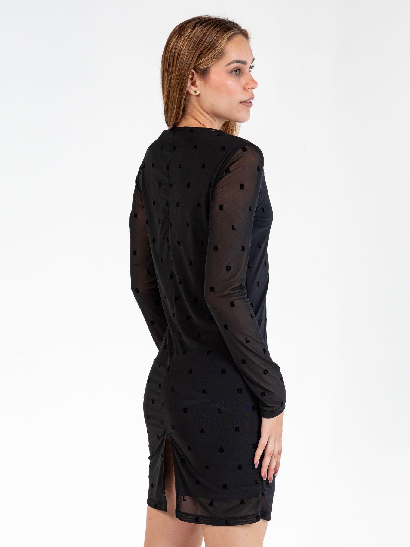Vestido de malla con estampado Negro Karl Lagerfeld-4
