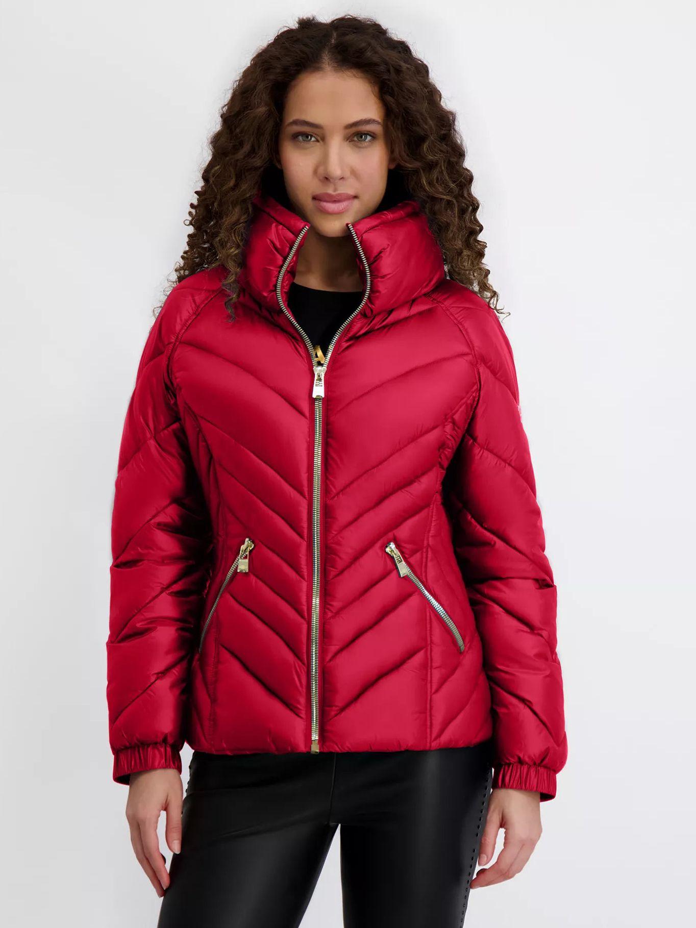 Chaqueta puffer cortas con fruncidos Rojo Karl-0