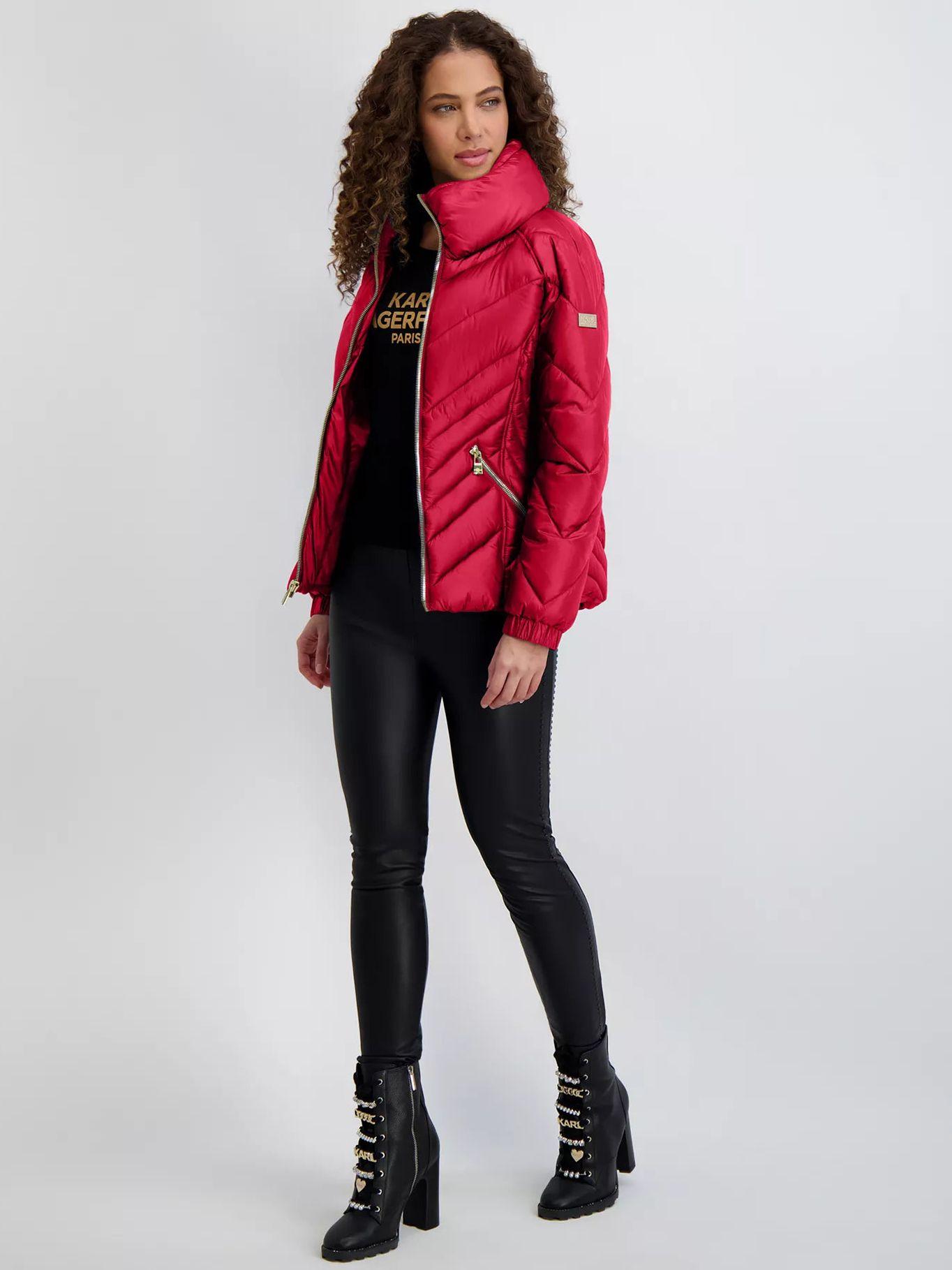 Chaqueta puffer cortas con fruncidos Rojo Karl-4