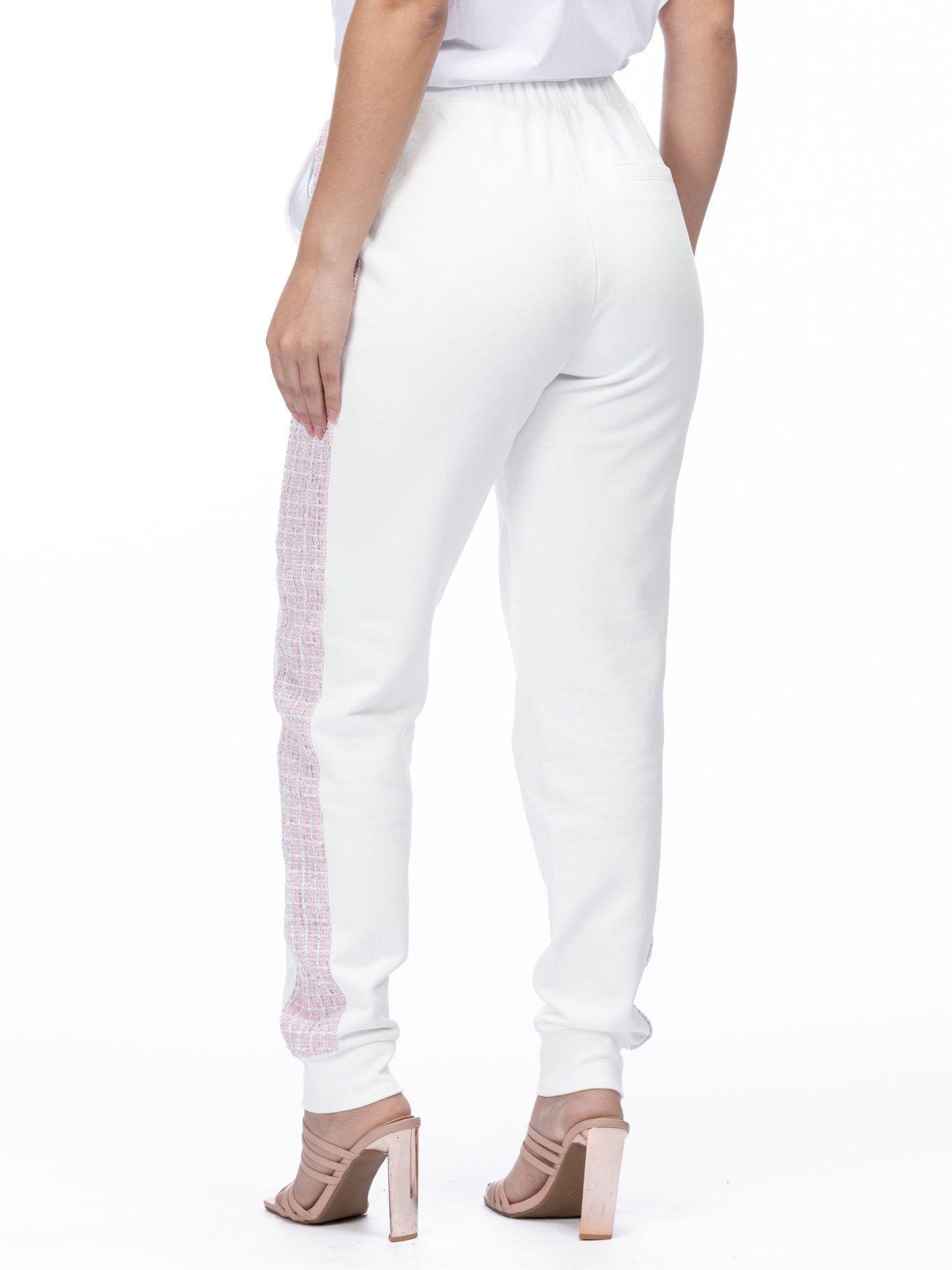 Pantalón felpa detalle bouclé Blanco Karl Lagerfeld-2