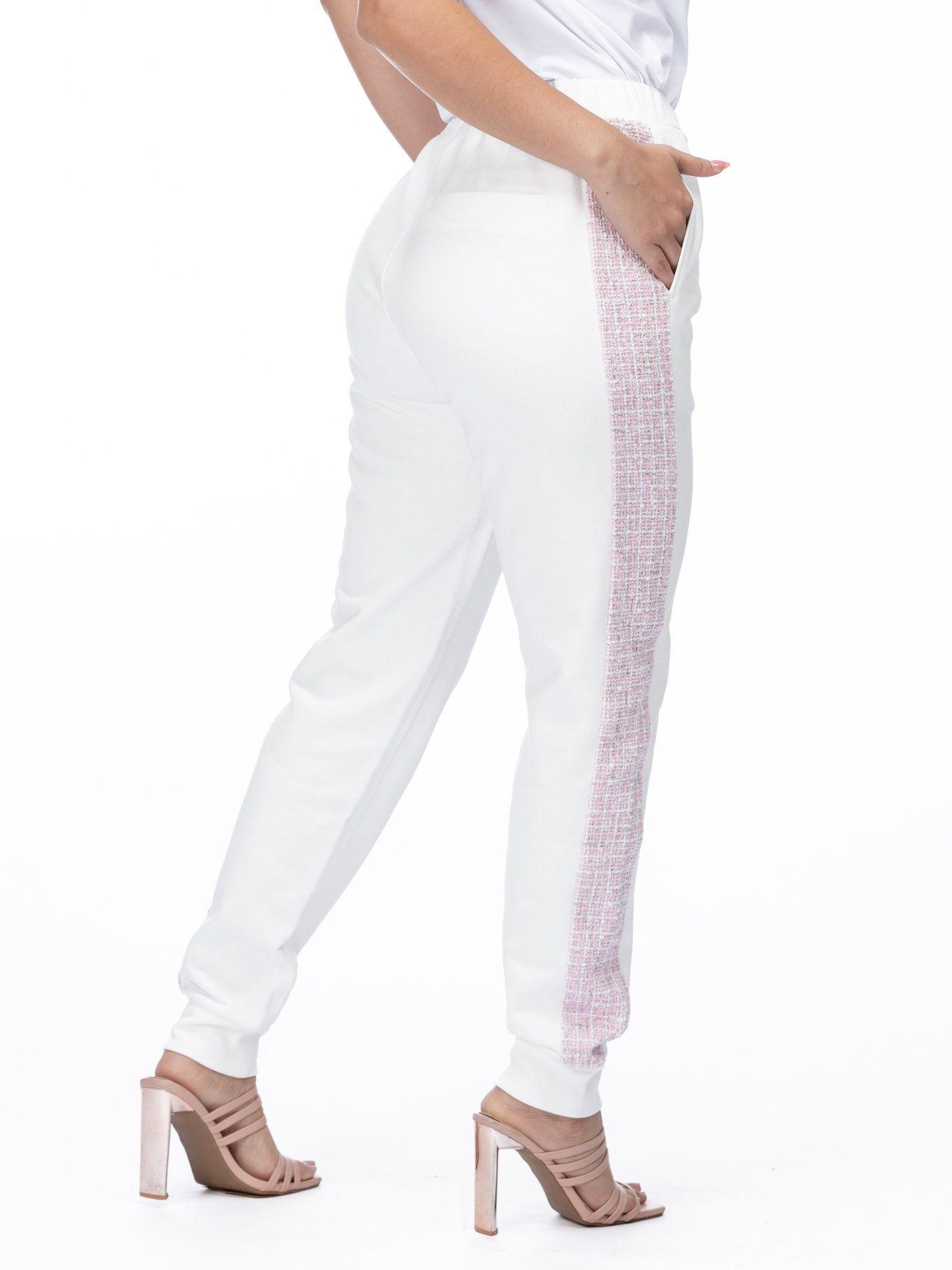 Pantalón felpa detalle bouclé Blanco Karl Lagerfeld-4