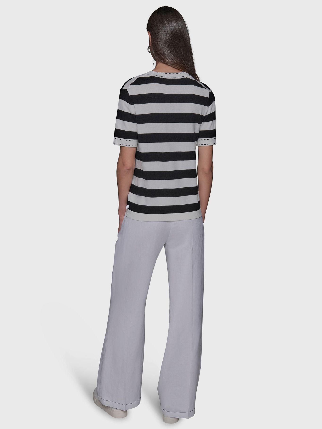 Sweater de rayas cuello redondo Blanco Karl Lagerfeld-2