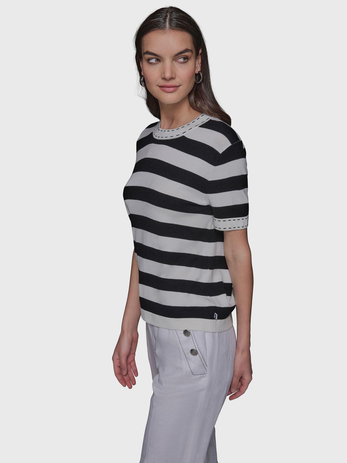 Sweater de rayas cuello redondo Blanco Karl Lagerfeld-3