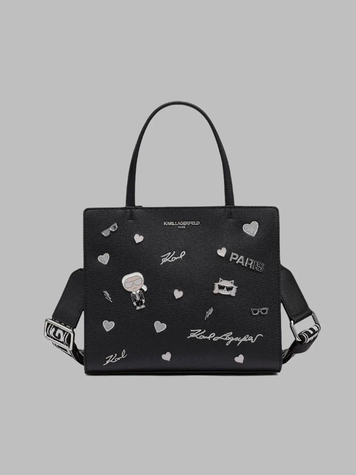 Cartera satchel con pines - Maybelle Negro Karl-0