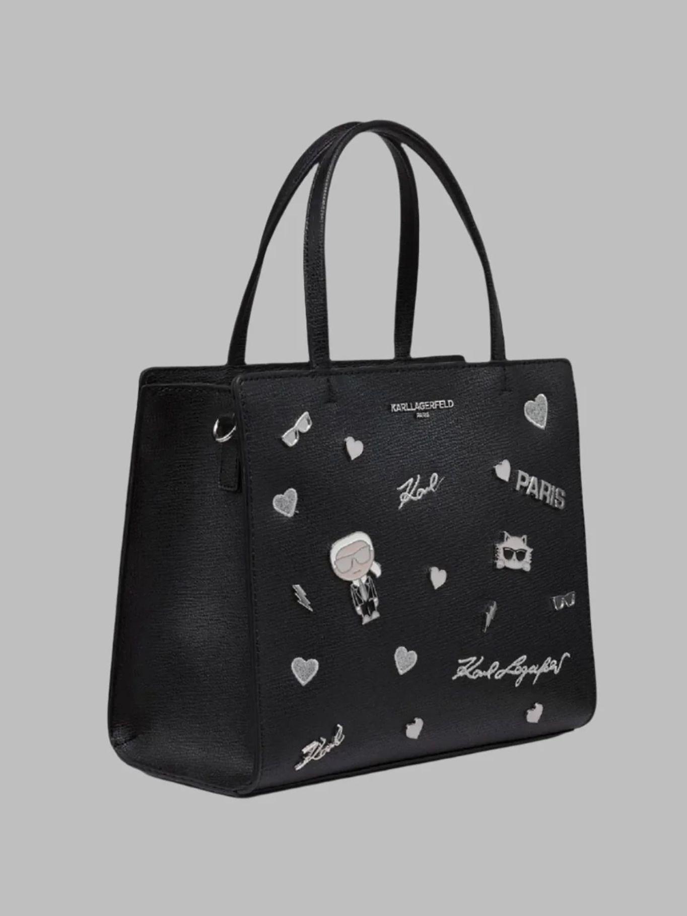 Cartera satchel con pines - Maybelle Negro Karl-2