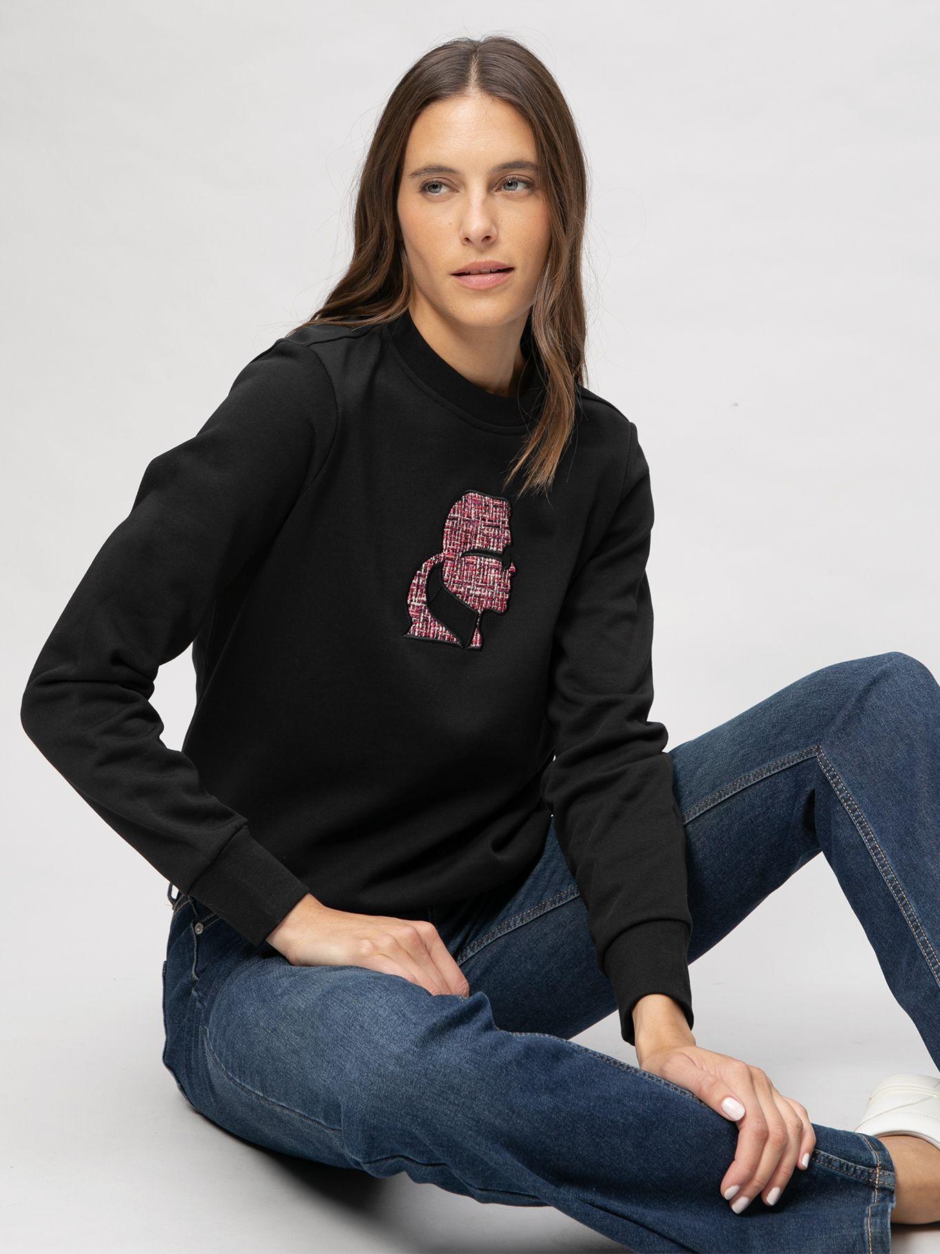 Polerón de diseño tipo bouclé Negro Karl Lagerfeld-3