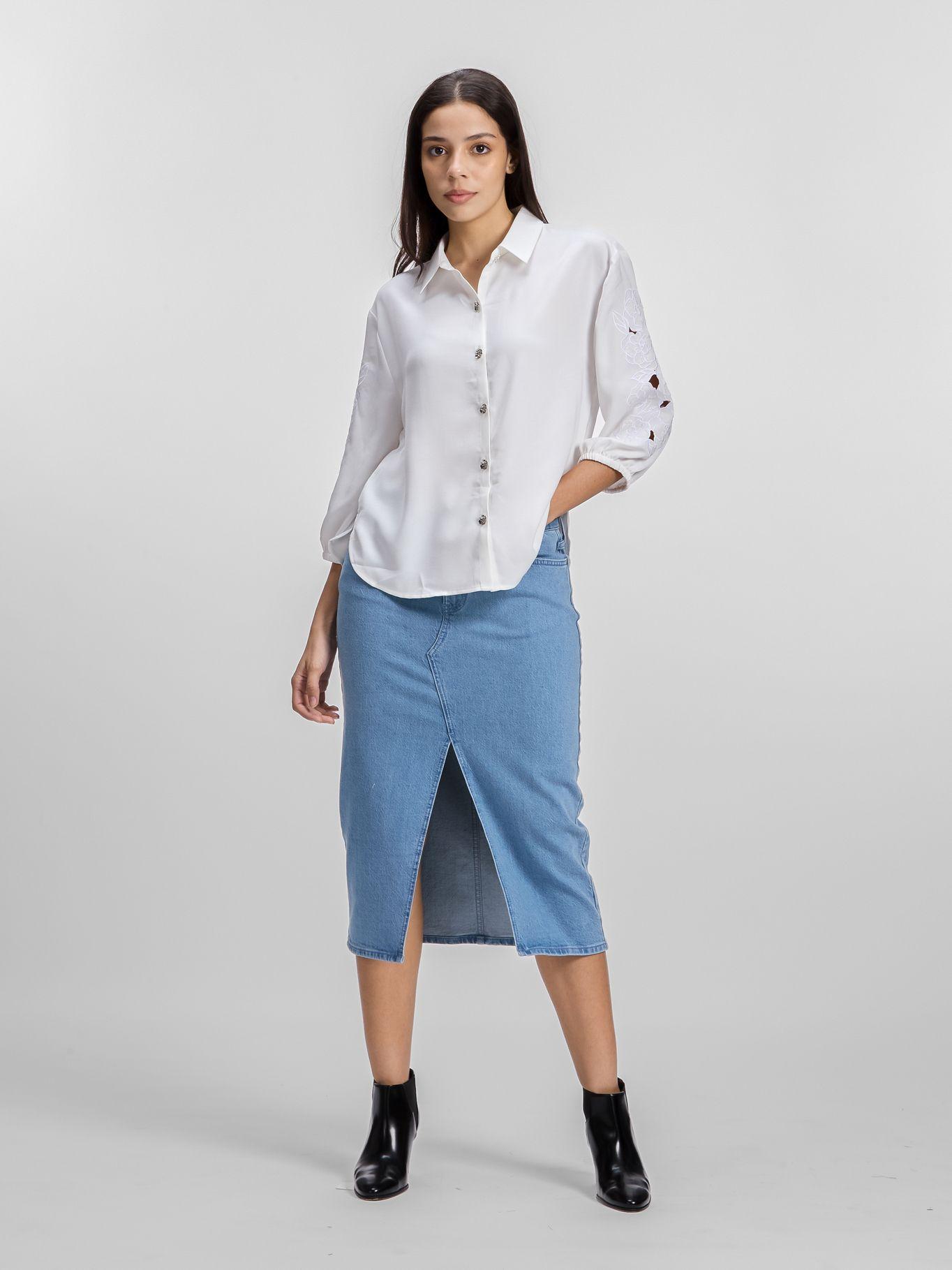 Blusa con mangas caladas floral Negro Karl Lagerfeld-1