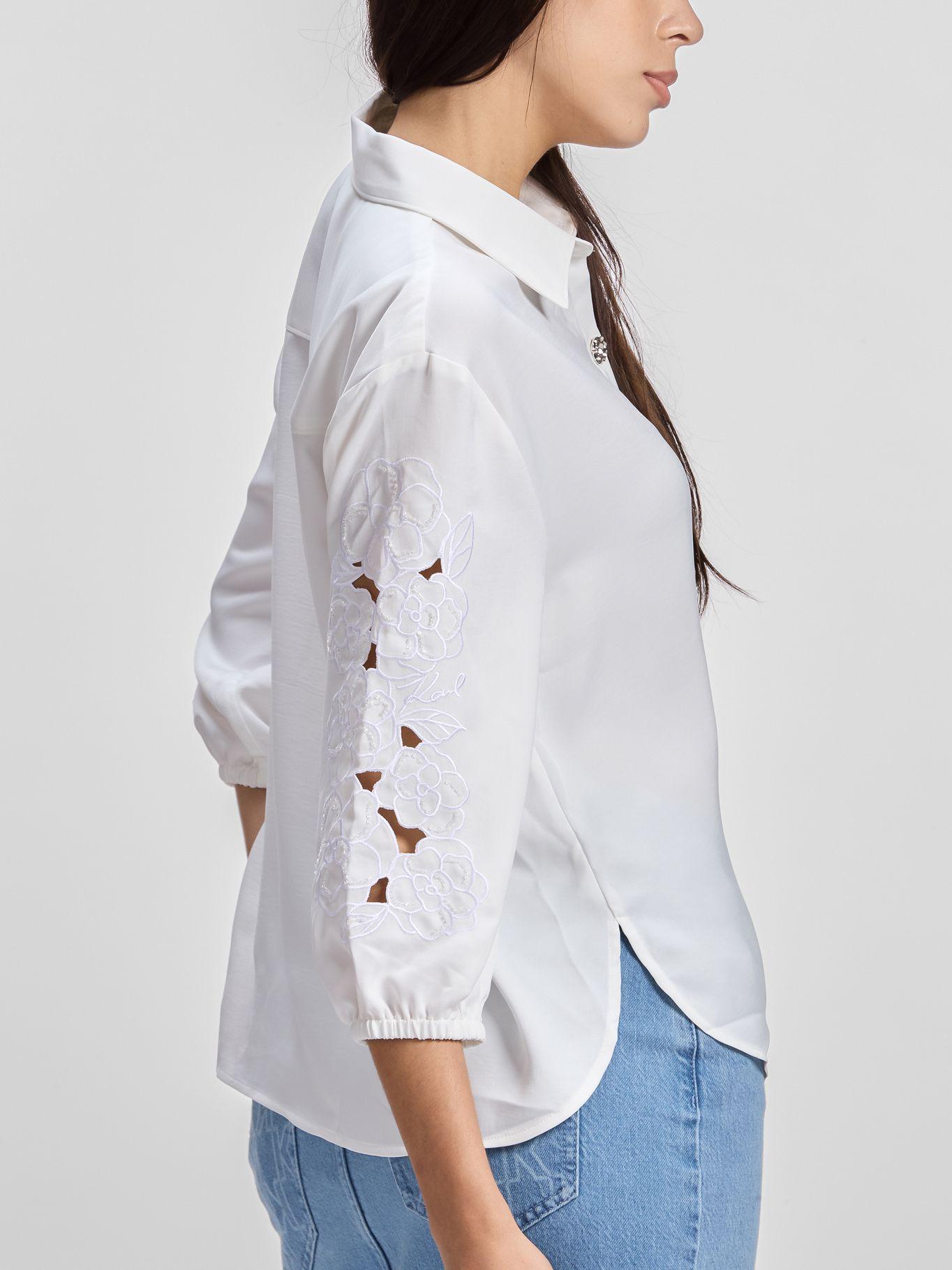 Blusa con mangas caladas floral Negro Karl Lagerfeld-3