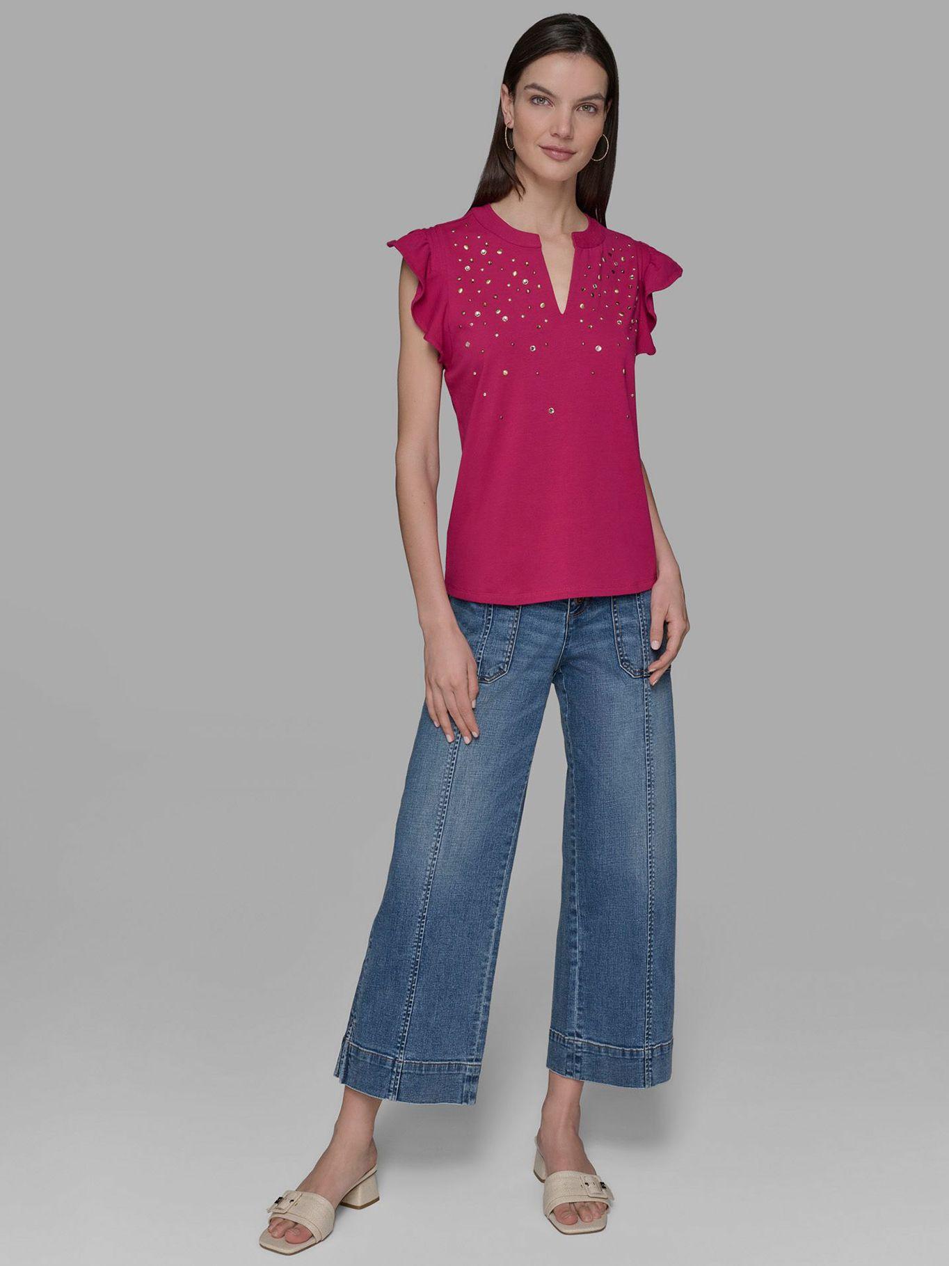 Top manga flutter y detalles fix Azul Karl Lagerfeld-1