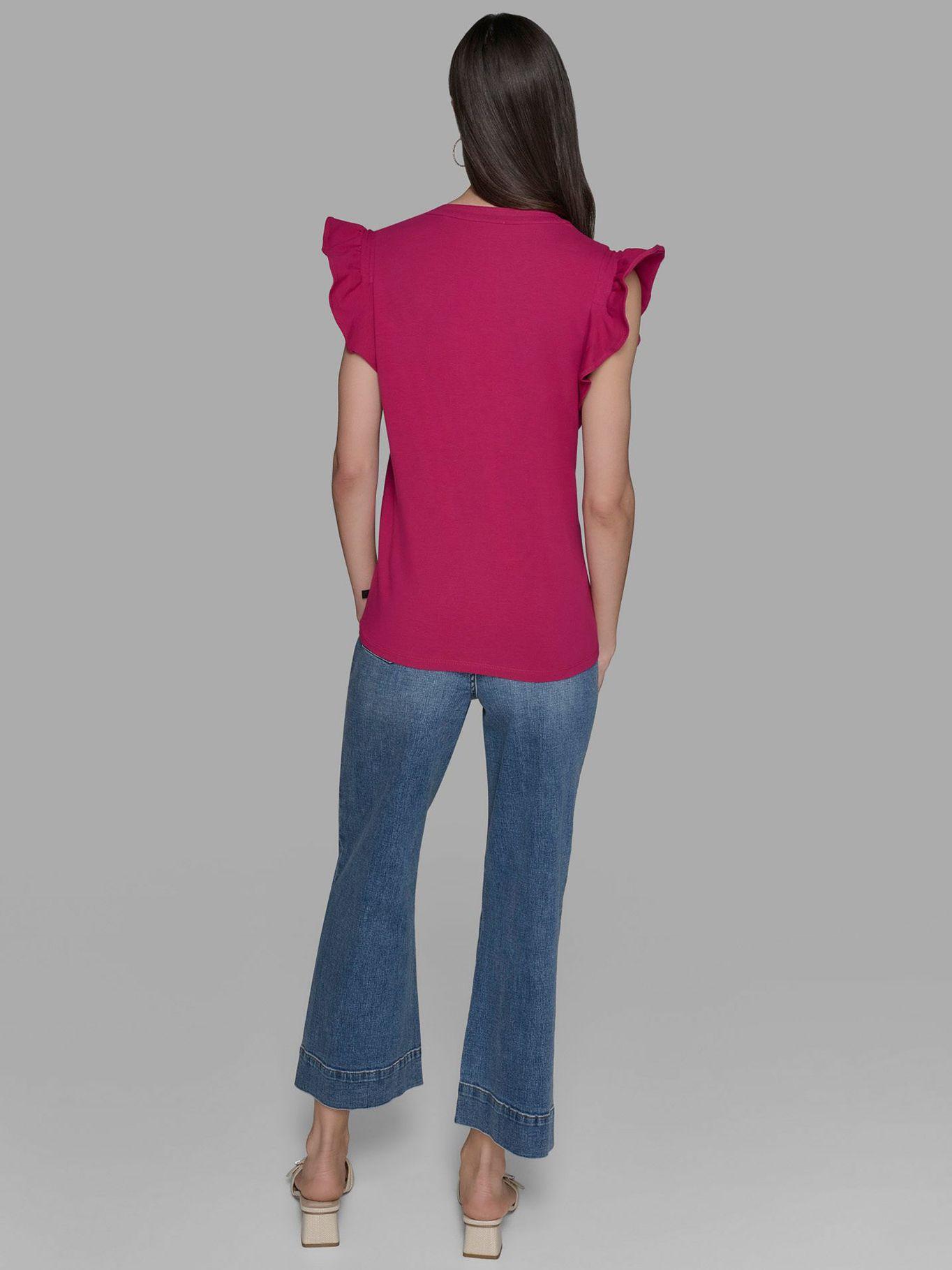 Top manga flutter y detalles fix Azul Karl Lagerfeld-2