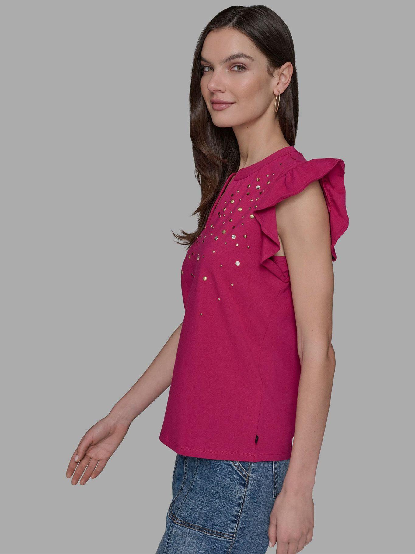 Top manga flutter y detalles fix Azul Karl Lagerfeld-3