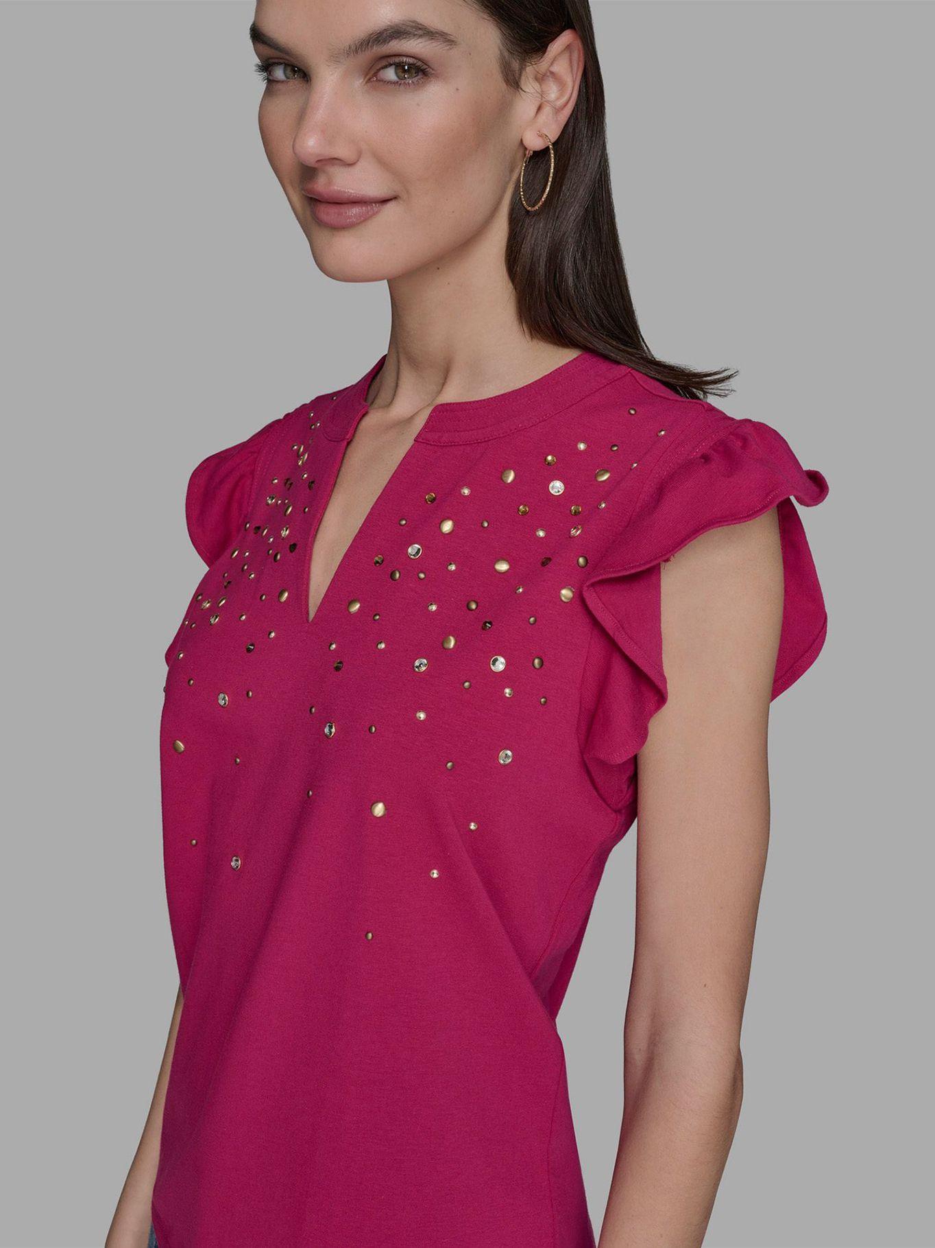 Top manga flutter y detalles fix Azul Karl Lagerfeld-4