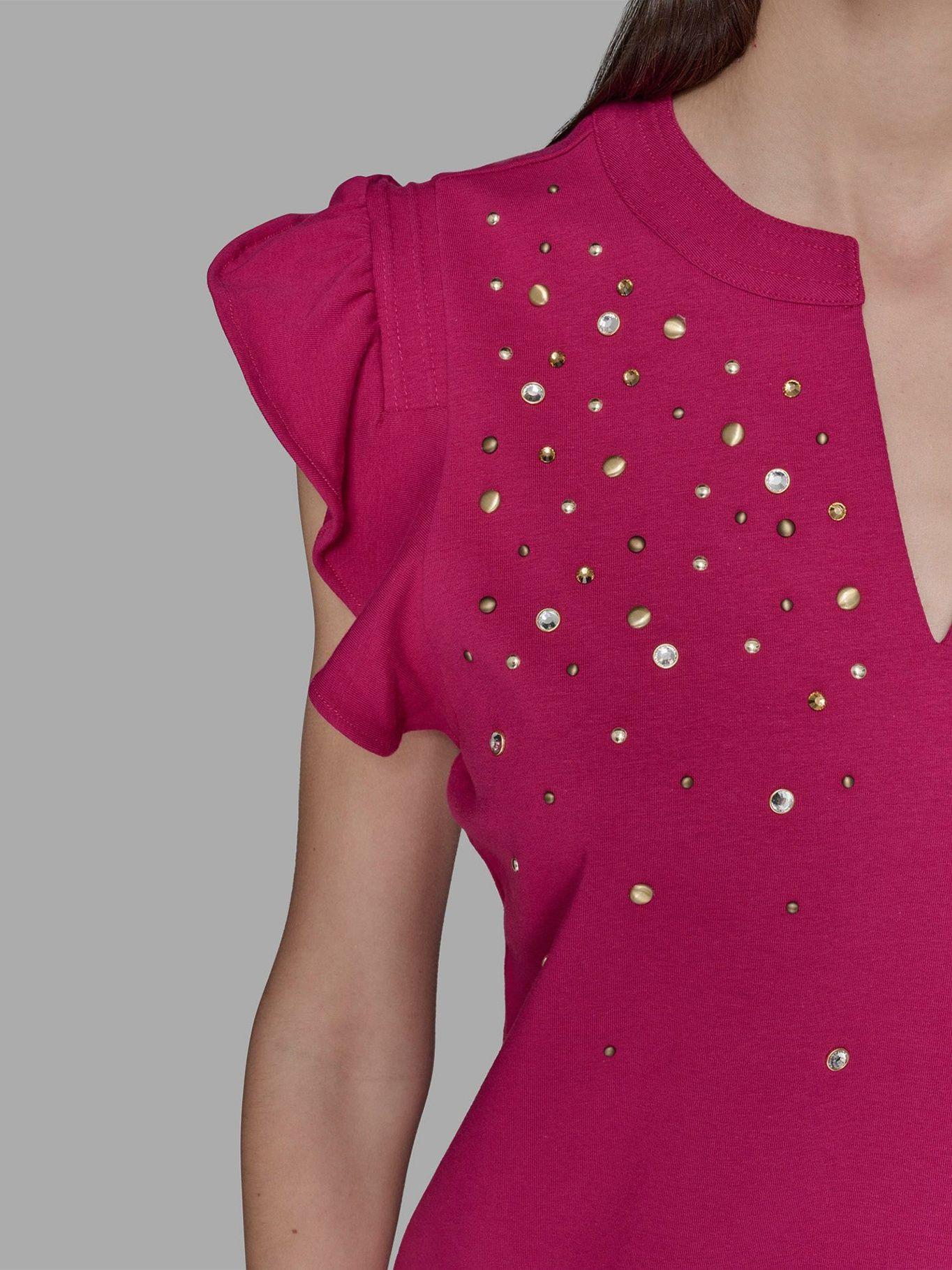 Top manga flutter y detalles fix Azul Karl Lagerfeld-5