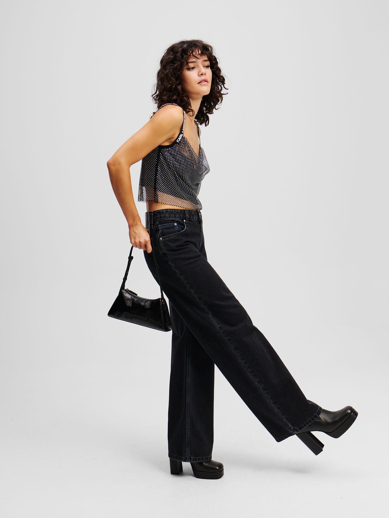 Jeans relaxed mid rise Negro Karl Lagerfeld-3