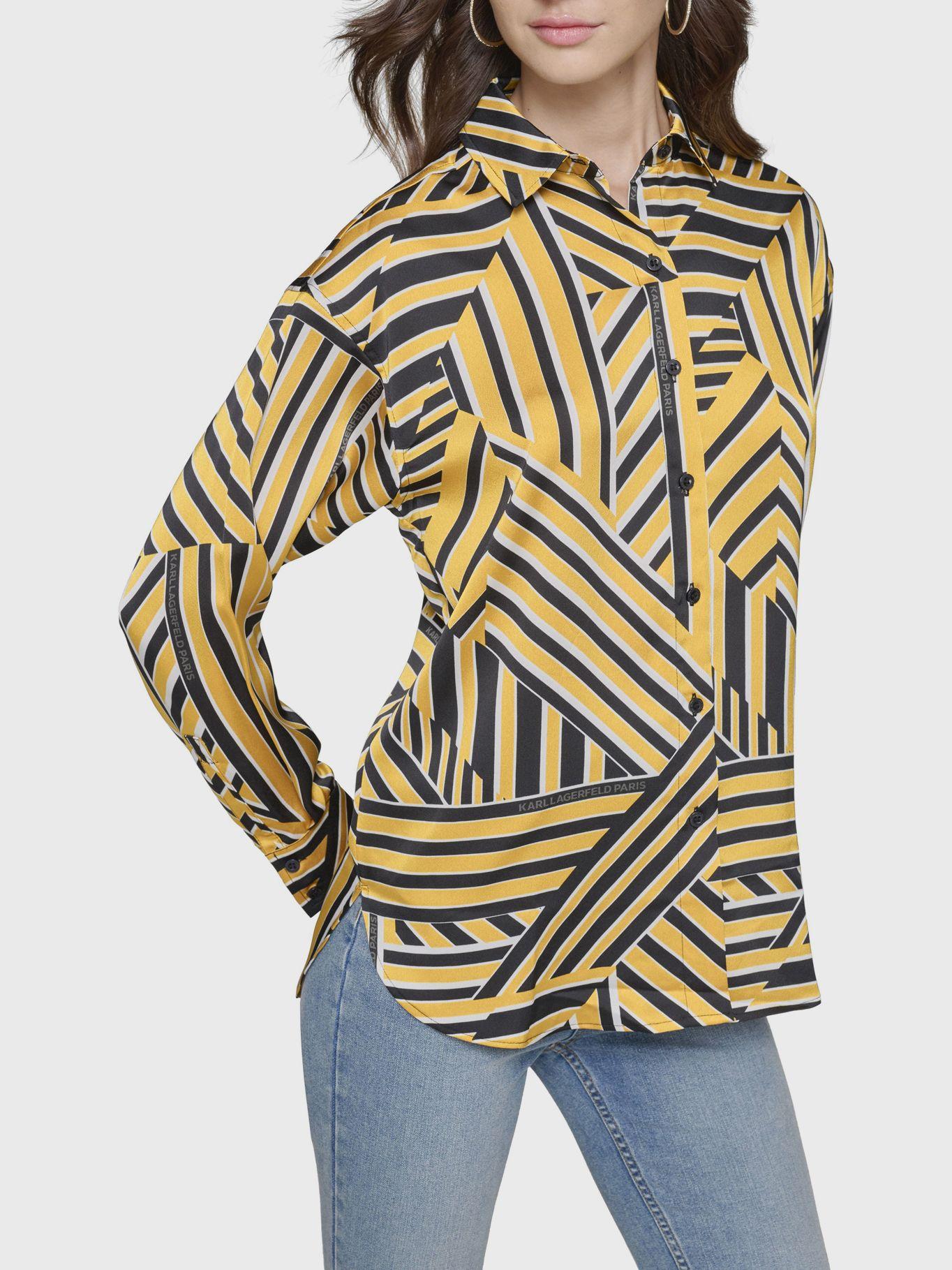 Blusa con print geométrico Amarilla-0